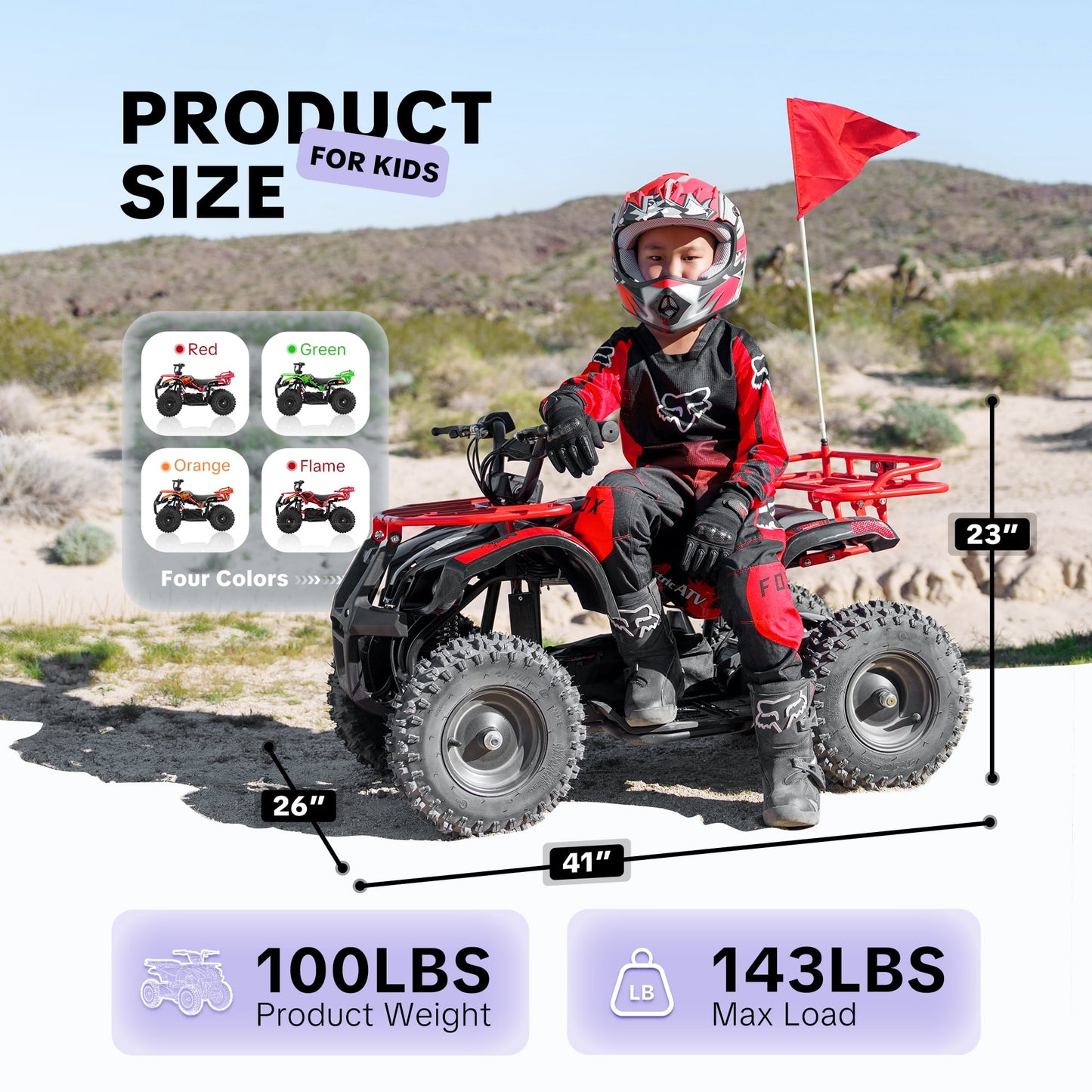 HOVER HEART Electric Dirt Quad, 36V 500W 4-Wheeler, Dual Suspensions, Age 13+