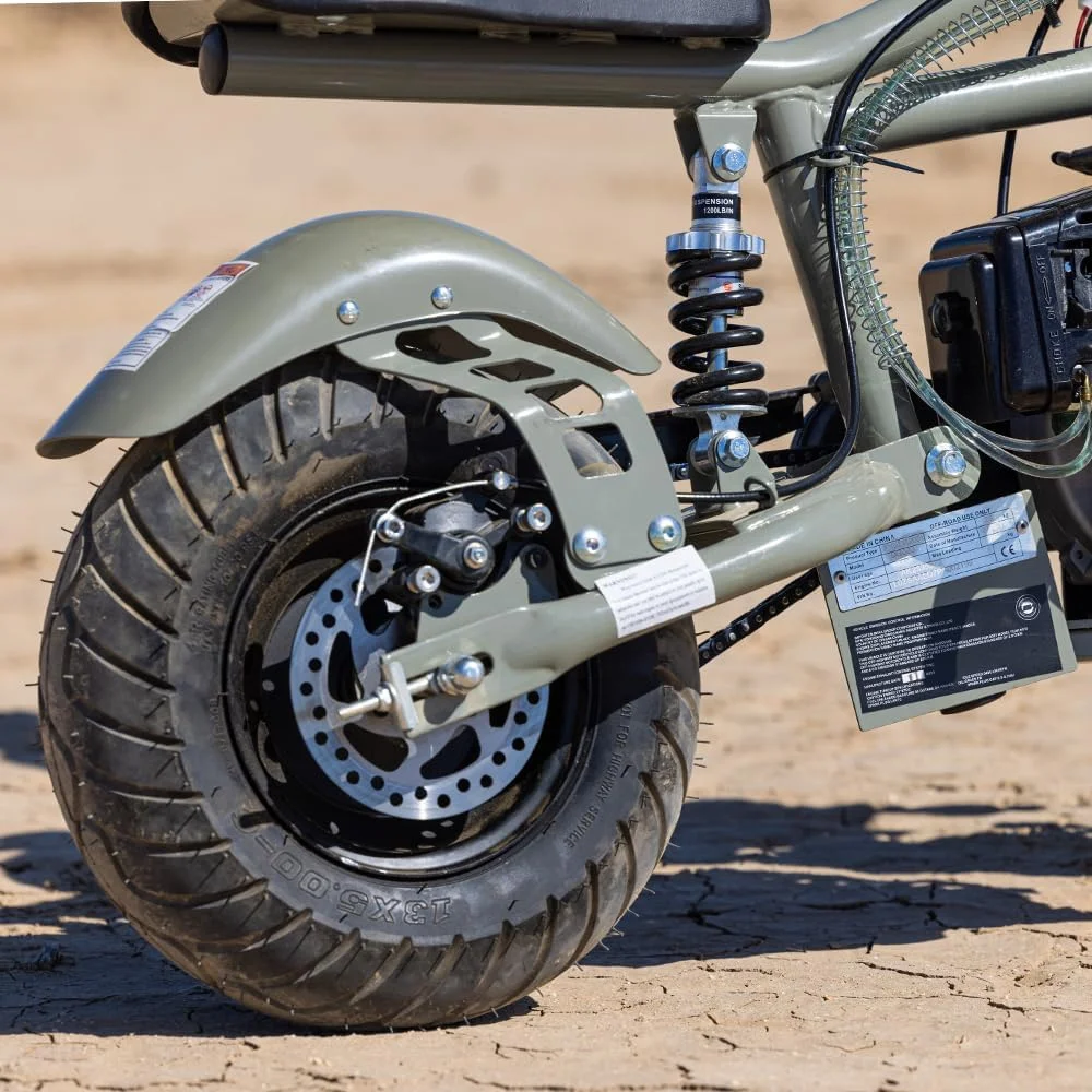 Aoemoe Gas Mini Chopper Bike, DB003 Model 49.4 CC 2-Stroke Dirt Bike with Big Headlight, Rear Shock Absorber, Metal Frame, Disc Brakes, Max Load 165Lbs, Up to 18Mph（Sand）