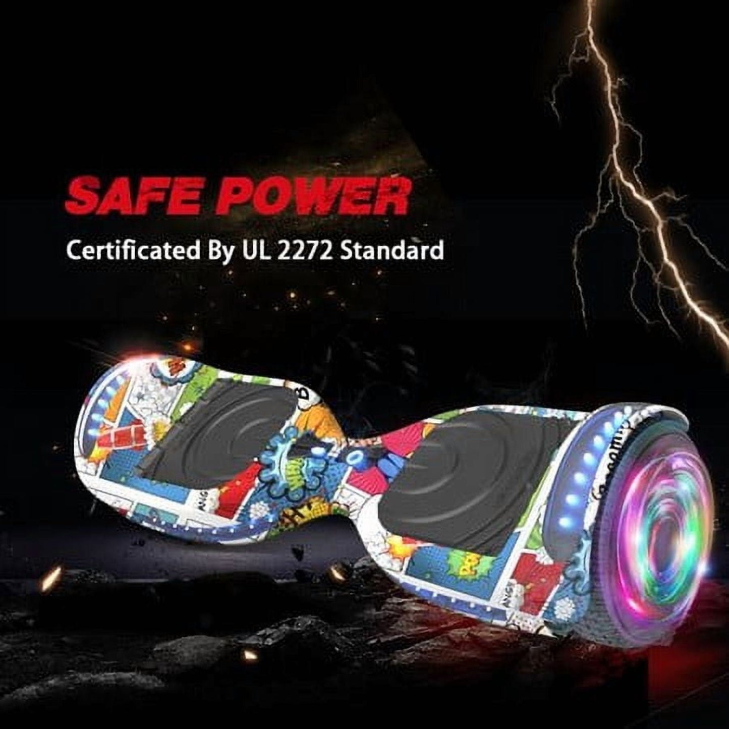 Hoverstar Flash Wheel Hoverboard 6.5 In., Bluetooth Speaker with LED Light, Self Balancing Wheel, Electric Scooter, Super Hero