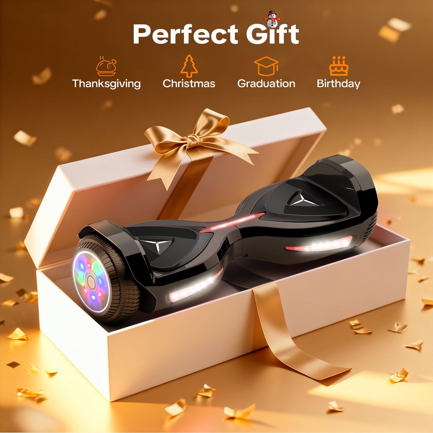MOSTA All Terrain Self-Balance Scoote ,Electric Scooter Board for Kids & Adults with Bluetooth and Led Lights,6.5 inch, 9 Miles Max 165 lbs capacity Perfect Gift