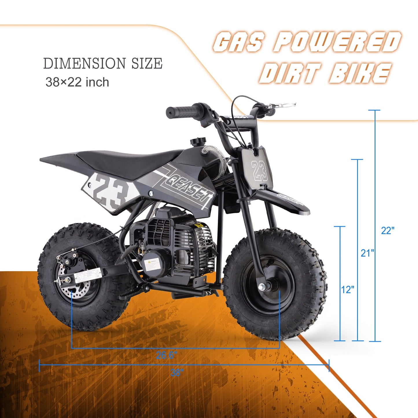 QEASET Mini Kid Dirt Bike,49 CC 2-Stroke Gas Bike with Off-Rode Tire,up to 20Mph, EPA Approved(Black)