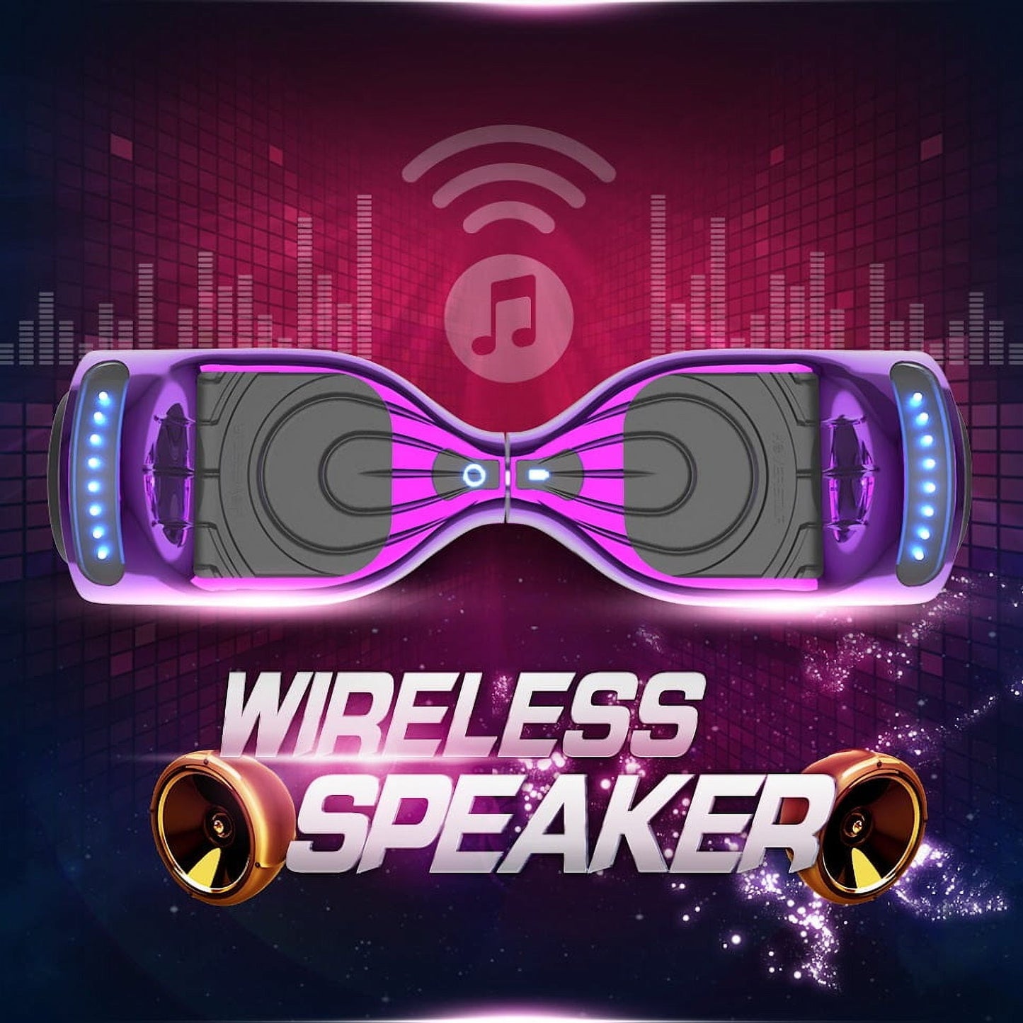 Hoverstar Flash Wheel Hover board 6.5 In. Bluetooth Speaker with LED Light Self Balancing Wheel Electric Scooter , Chrome Purple