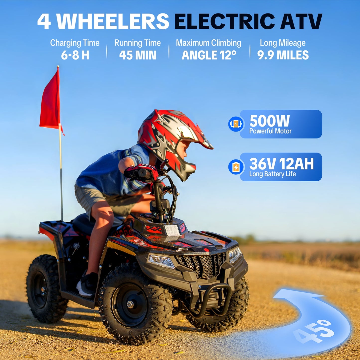QEASET 36V Battery-Powered Off-Road Ride-On Buggy – Parent-Lock 2-Speed, 10-Mile Range, Grass & Dirt Ready,Red