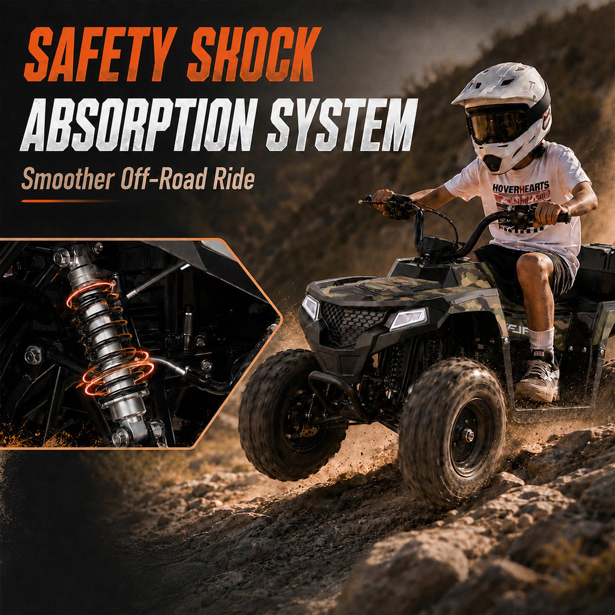 IVFJFV 40cc 4-Stroke 4-Wheeler,Dual-Speed Off-Road Car Gas Four-Wheeler,Gas Powered 4 Wheel with Key Lock & Parent Limited Speed 10-15MPH & Dual Shocks & All-terrain Tire,Chain Drive,Green Camo