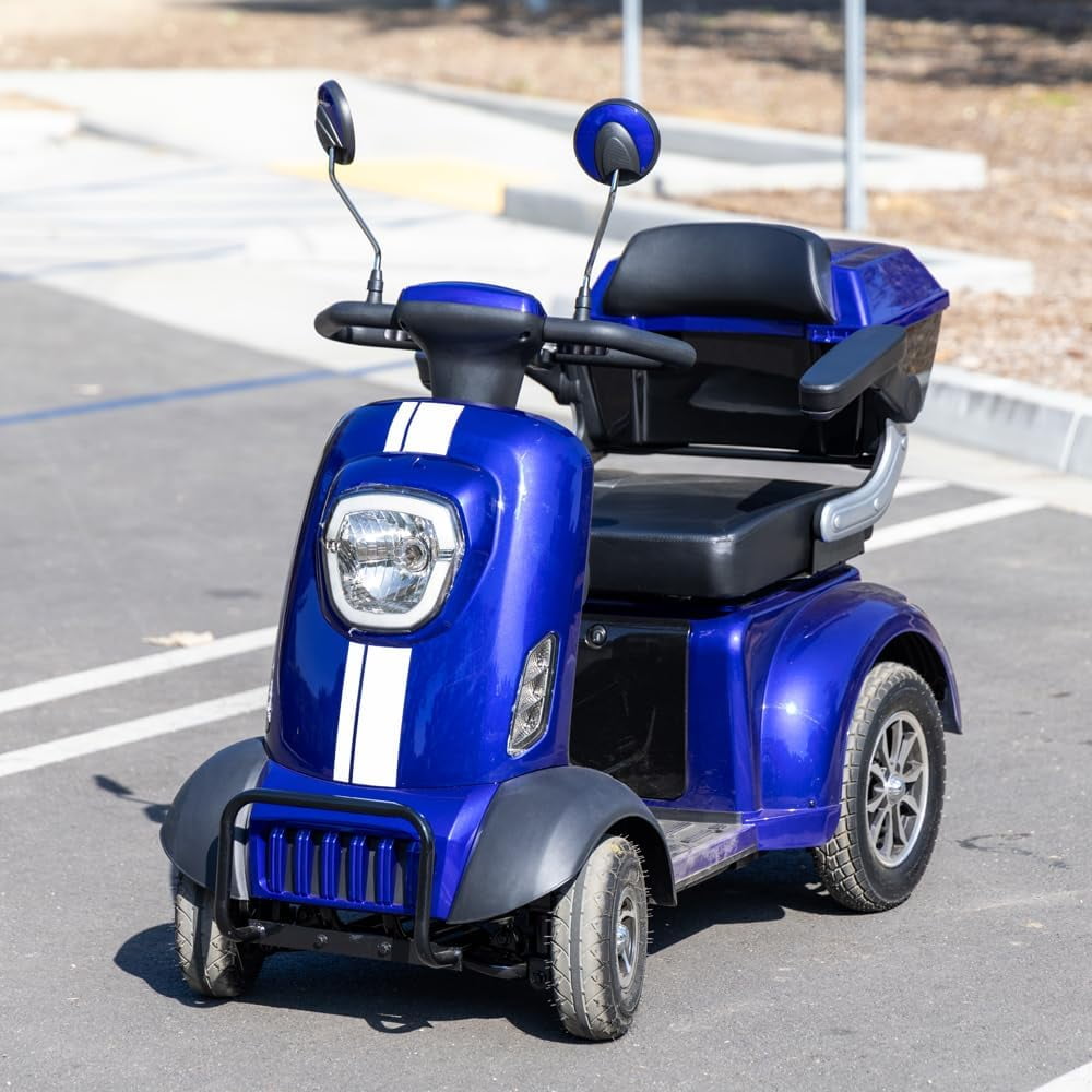 Aoemoe 4-Wheel Mobility Scooter, Electric Heavy Duty Wheelchair, 500 Lb Limit, Blue