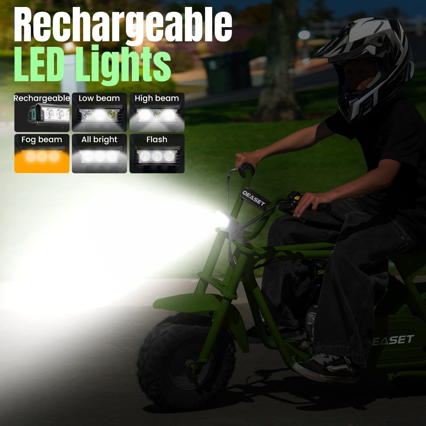 QEASET Mini Dirt Bike – 30 km/h 4-Stroke Off-Road Motorcycle for Teens & Adults,Green