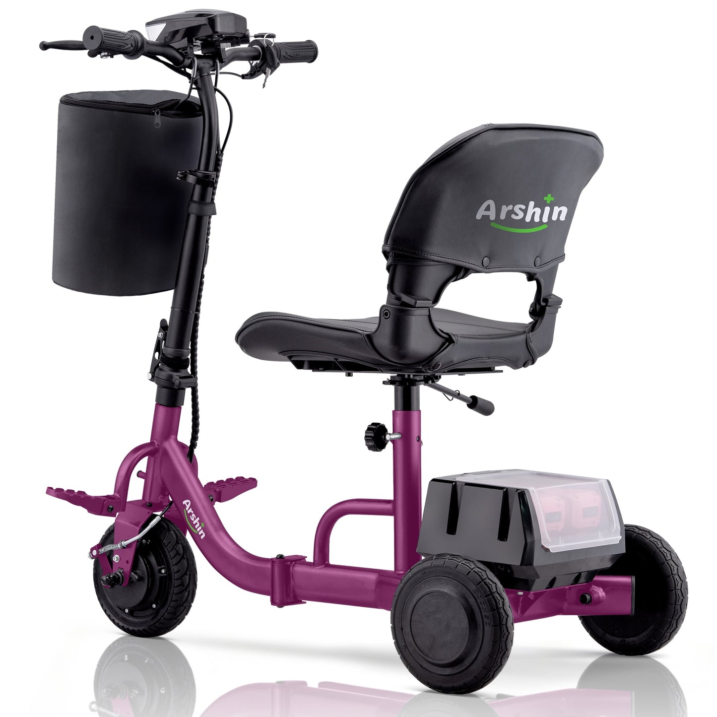 Ultra-Lightweight Foldable Mobility Scooters for Seniors & Adults,All Terrain Mobility Scooter with 300lbs,Arshin Electric Wheelchair Strong Device for Travel,2 Batteries,Variable Speed(Purple)