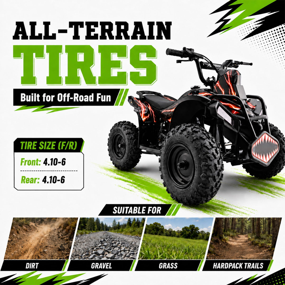 40cc Teen Gas ATV, Gas Powered 4 Wheeler for Teens 13+, 4-Stroke Beginner ATV, Up to 15 MPH, Adjustable Speed, Safety Switches, Front & Rear Brakes - Red