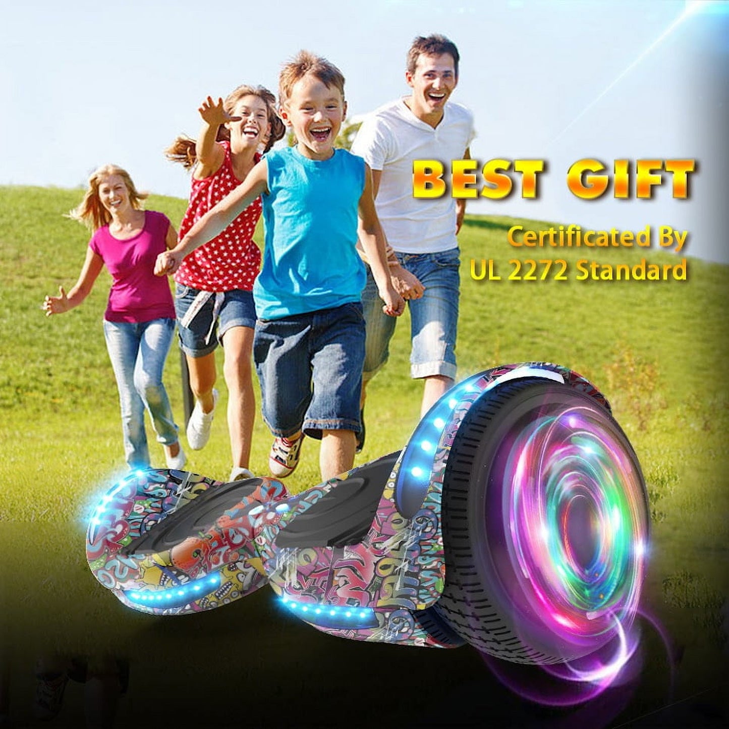 Hoverstar hover board 6.5 In. Flash Wheel Bluetooth Speaker with LED Light Self Balancing Wheel Electric Scooter – Graffiti