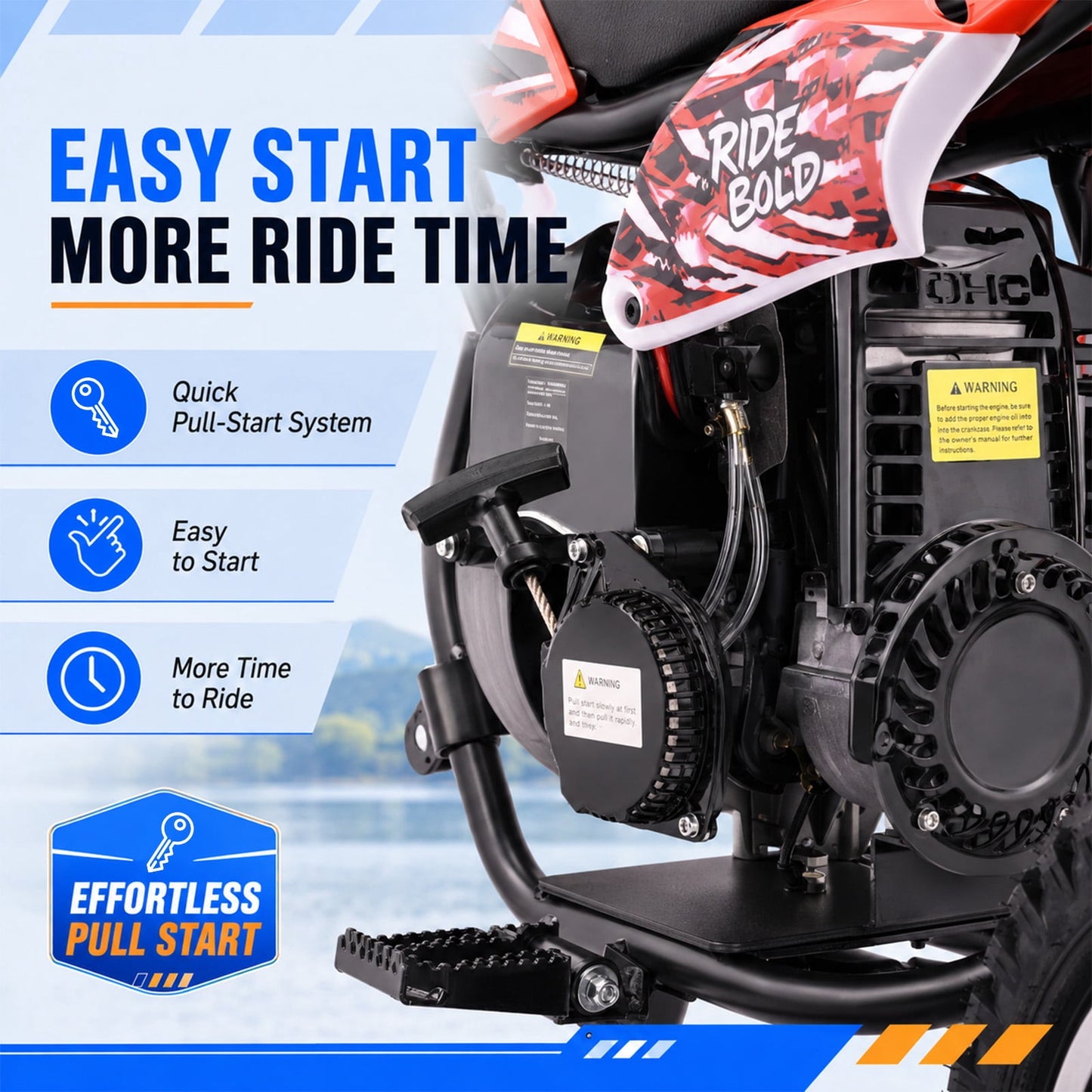 QEASET 39CC Dirt Bike, Gas Powered Mini Bike, Red