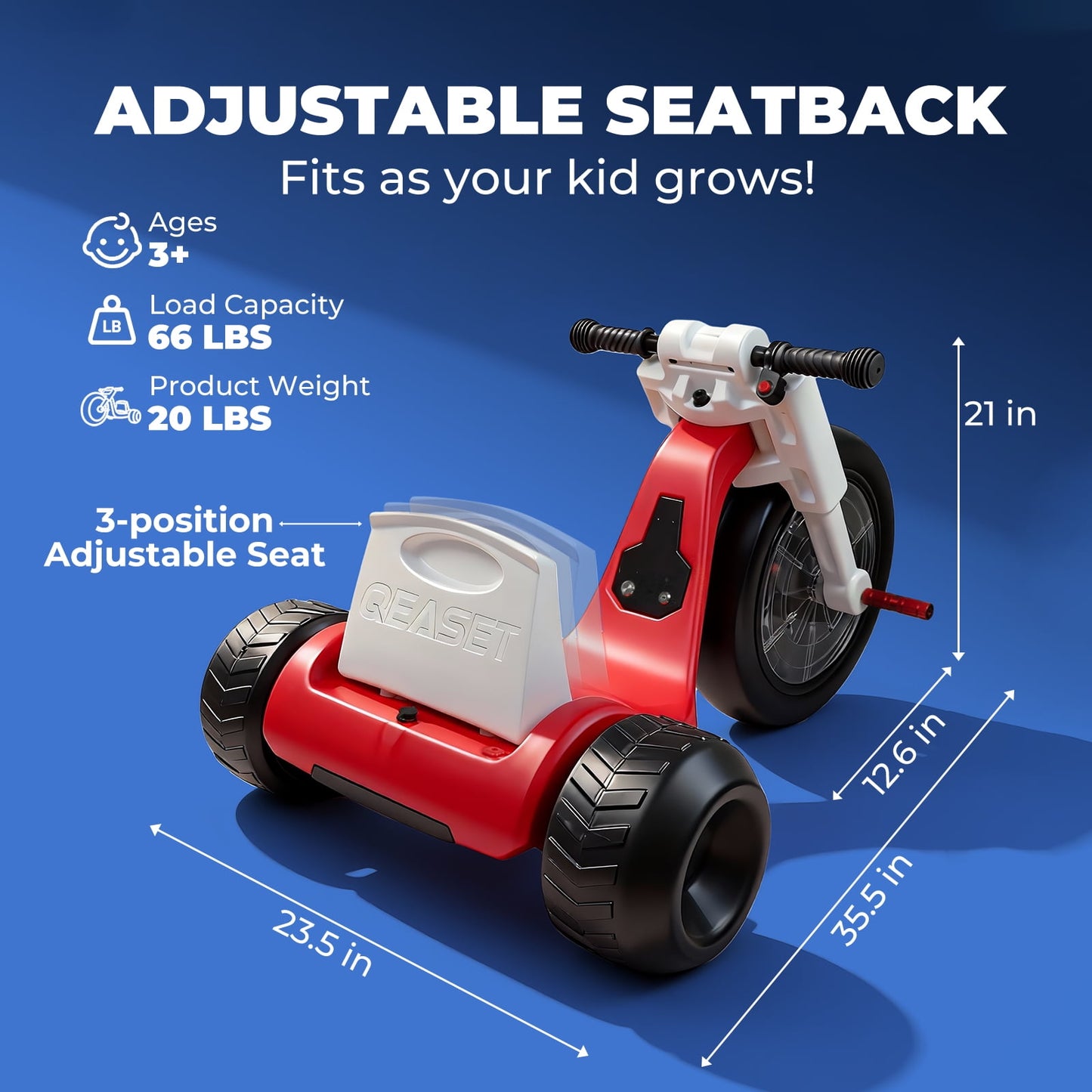 Aoemoe Electric Trike for Kids , 3+ Years Tricycle, Parental Speed Control Safe Trike with Adjustable Seat & LED Lights