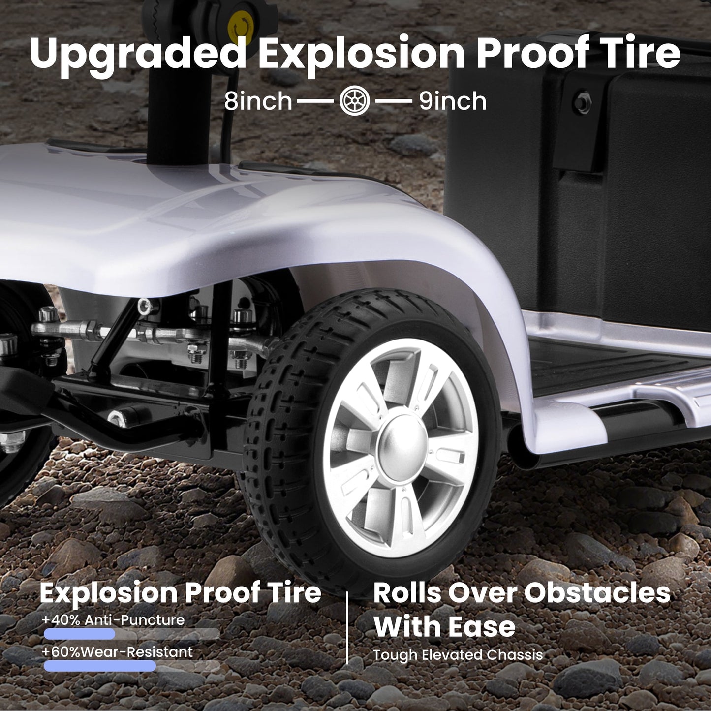 Arshin Upgrade 4 Wheels Mobility Scooter with Removable Battery,Compact Heavy Duty Mobile for Travel,Foldable Powered Wheelchair for Adult,300lbs,Silver