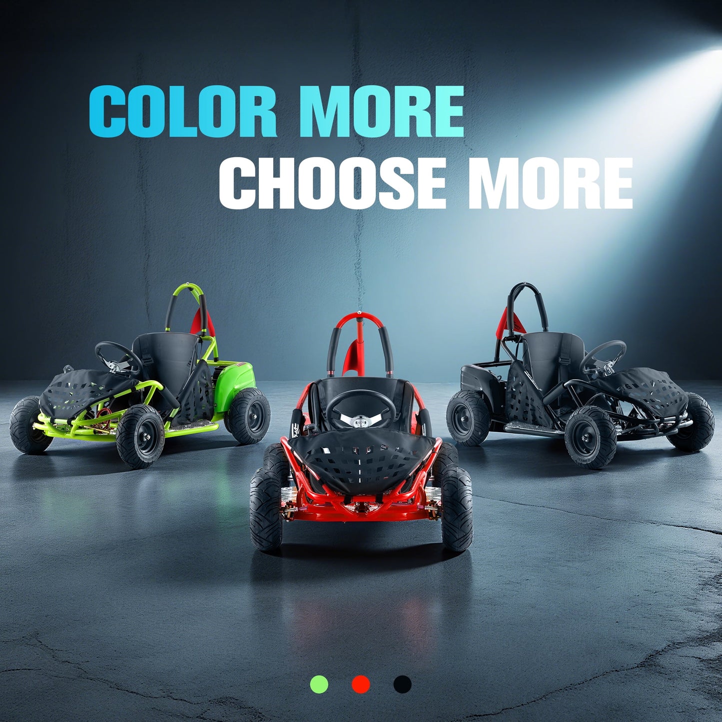 QEASET 48V Electric Go-Kart 1000W Brushless Motor, 20mph Max, 13" All-Terrain Tires, High-Tensile Steel Frame, 4-Point Seat Belt, 3-Speed Control, Hydraulic Disc Brake,Black