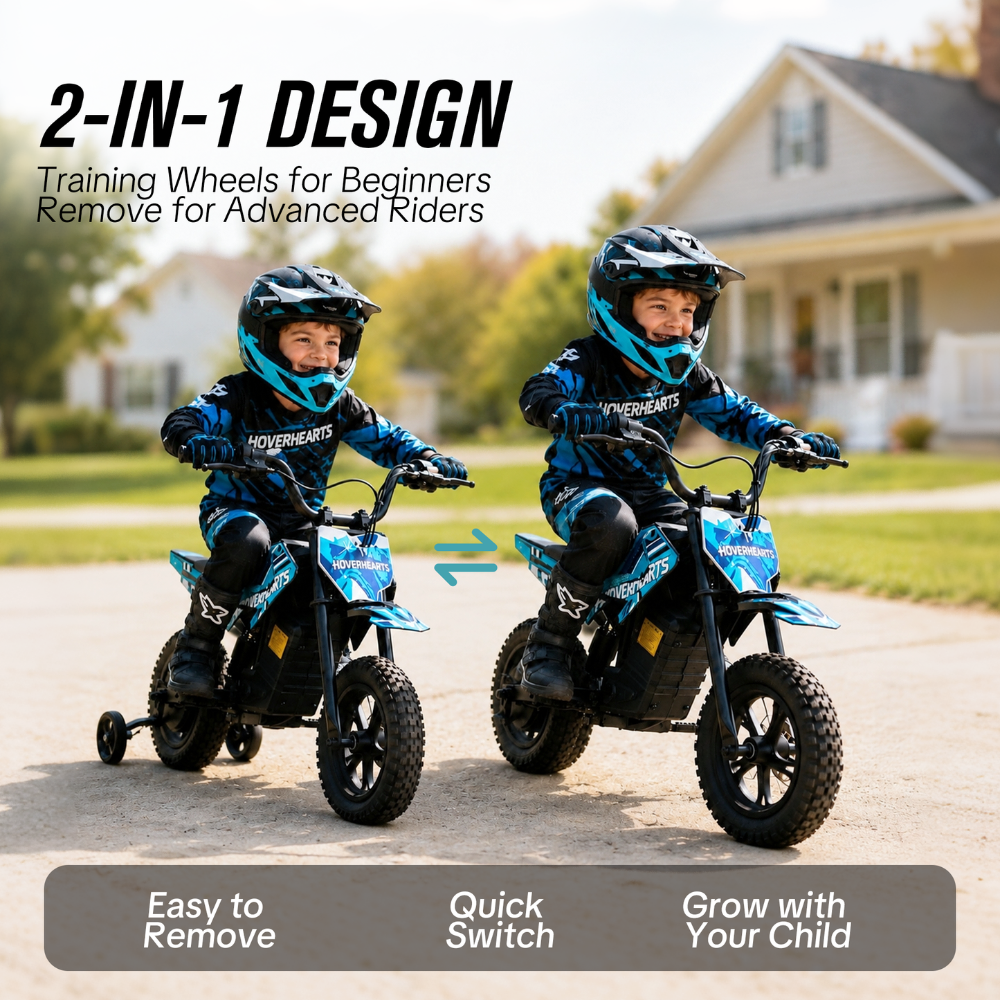 QEASET Dirt Rocket - Teal Blue with Decals, up to 6.21 mph, 24V Electric Dirt Bike for Child 8+