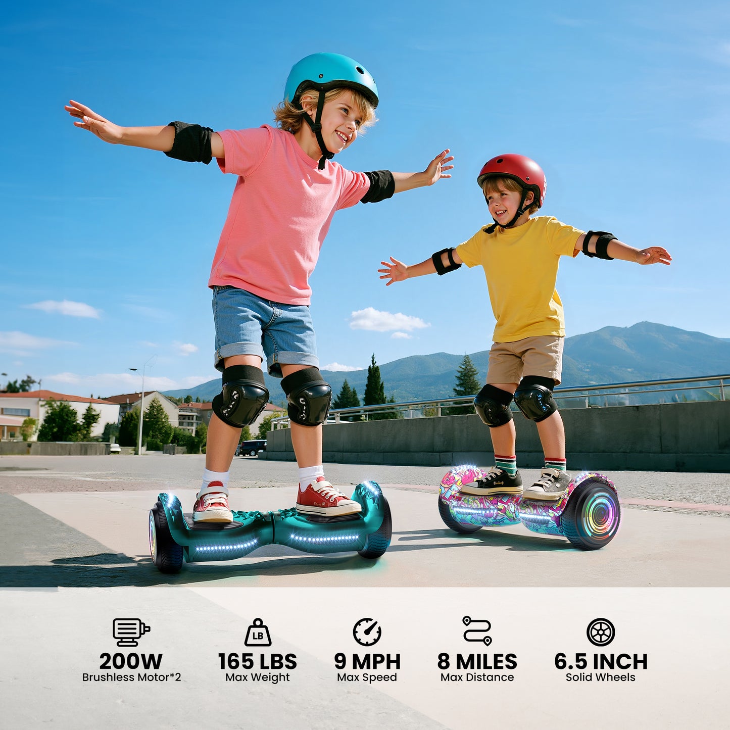 Mosta Electric Hoverboard with New Version Bluetooth Hover Board, Chrome and Design Color Self-Balance Electric Scooter