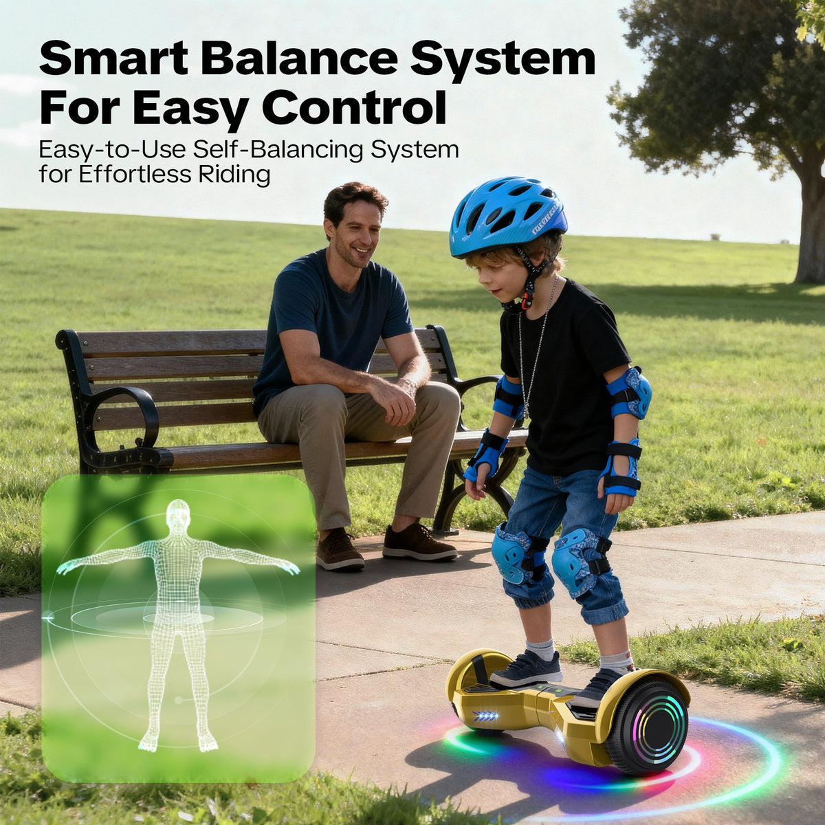 Hoverboard for Kids with 9 mph Max Speed, Tcdjtc Electric Scooters with LED Lights & Bluetooth Speakers, All Terrain Hoverboard for Adults, Off Road Hoverboard with UL2272 Certified