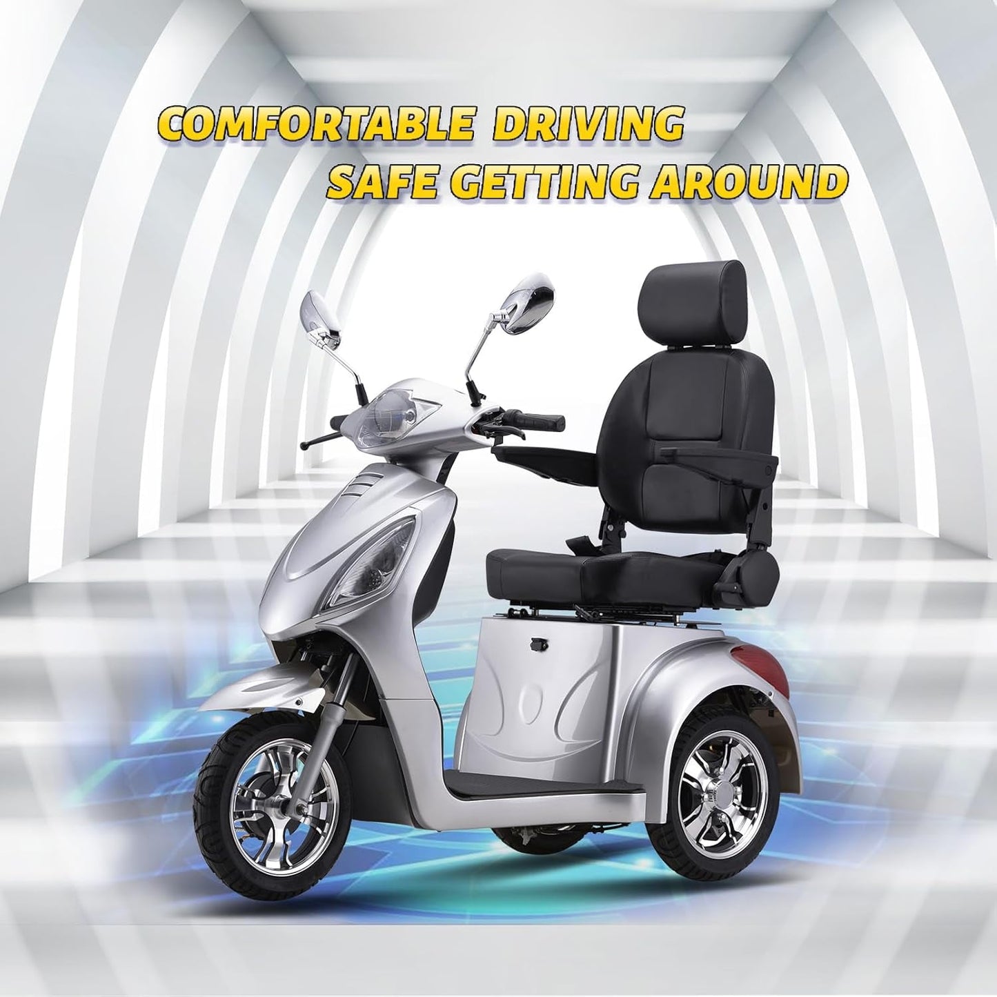 Arshin Large 3 Wheels Mobility Scooter,500 LBS Capacity for Seniors & Adults,Electric Powered Wheelchair Device
