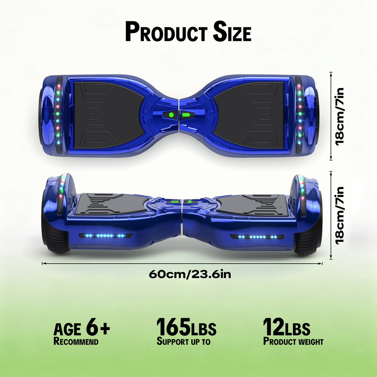 Mosta Hover Electric Scooter Board for Kids & Adults, All Terrain Self-Balance Scooter with Bluetooth and Led Lights,6.5 inch,165 lbs capacity,LED Light,Perfect Gift
