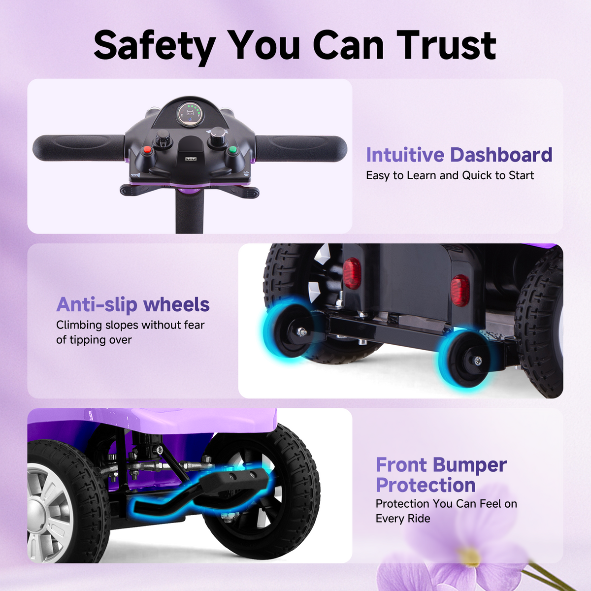LiltJan Foldable Mobility Scooter for Adults Elderly– 4-Wheel Portable Motorized Scooter with 300 lbs Capacity, Detachable Battery，Including Charger