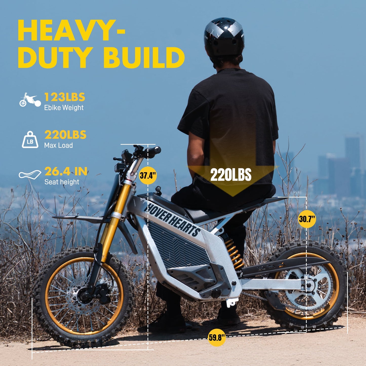 HOVERHEART 48V 3000W(Peak Power)Electric Dirt Bike for Adults - 42Mph Max Speed,Off-Road Motorcycle with Safe LFP Battery and Dual Hydraulic Disc Brakes