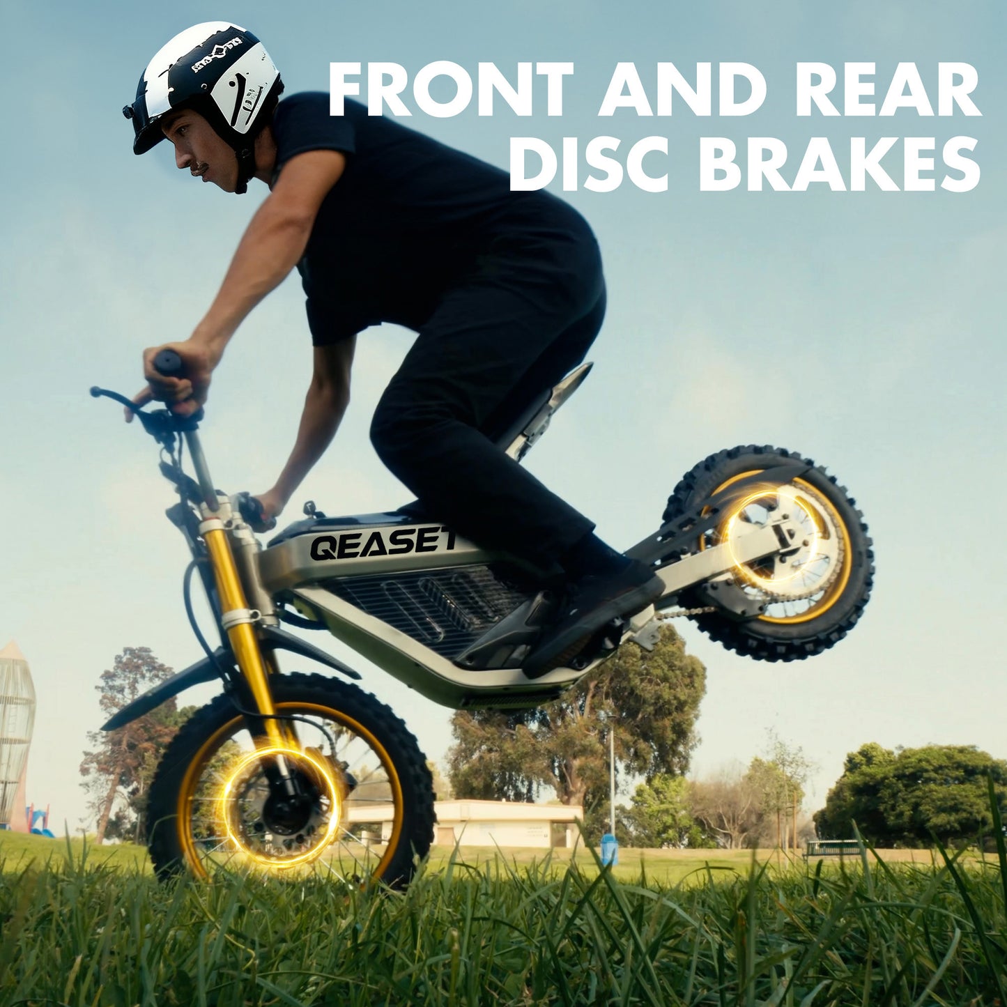 QEASET Dirt Bike DZ009 Electric-Powered Dirt Bike - Peak-3000W 48V 30AH Teens Adults Electric Dirt Bike, Max 42Mph, Black for 16+