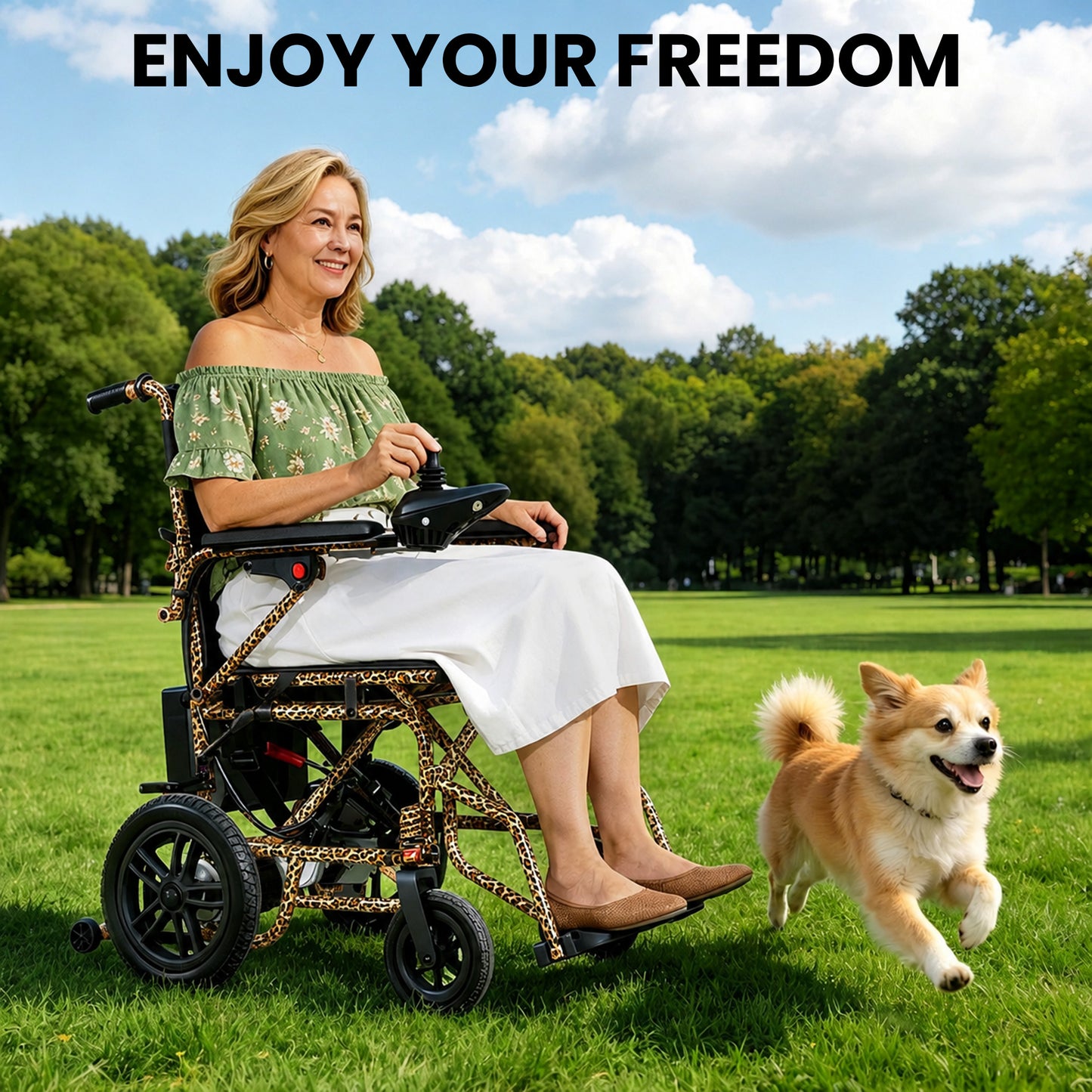 LiltJan Electric Wheelchair for Adults, Lightweight Foldable Motorized Wheelchair with 15-Mile Range, 360° Joystick & All-Terrain Power, Supports 286 lbs, LED Safety Lights, Travel Portable