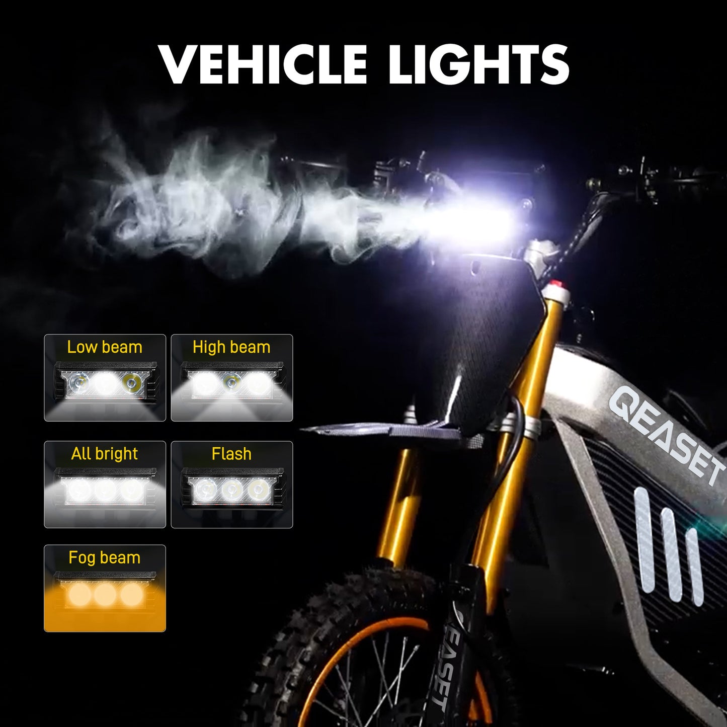 QEASET Electric Dirt Bike for Adults,2000W Motor,48V 30Ah Battery, 200N.m High Torque,Max 42Mph,All Terrain Motorized Dirt Bikes, Gold