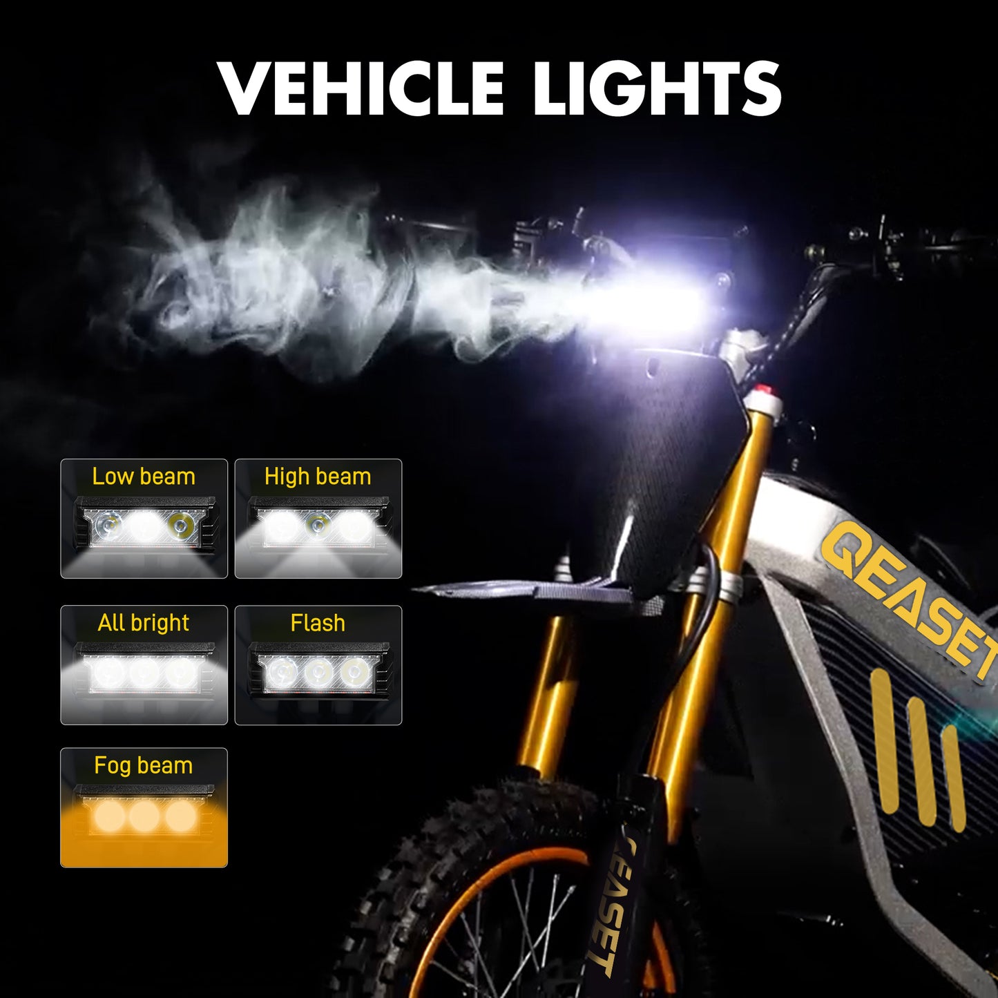 QEASET Dirt Bike DZ009 Electric-Powered Dirt Bike - Peak-3000W 48V 30AH Teens Adults Electric Dirt Bike, Max 42Mph, Gold for 16+