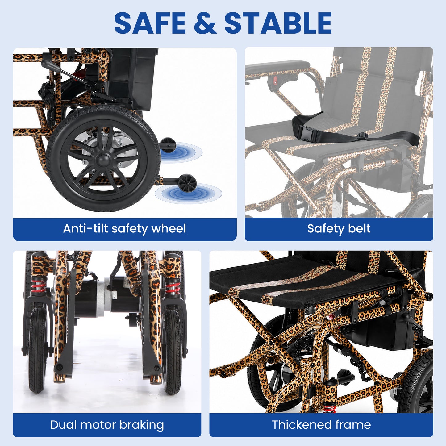 LiltJan Electric Wheelchair for Adults, Lightweight Foldable Motorized Wheelchair with 15-Mile Range, 360° Joystick & All-Terrain Power, Supports 286 lbs, LED Safety Lights, Travel Portable