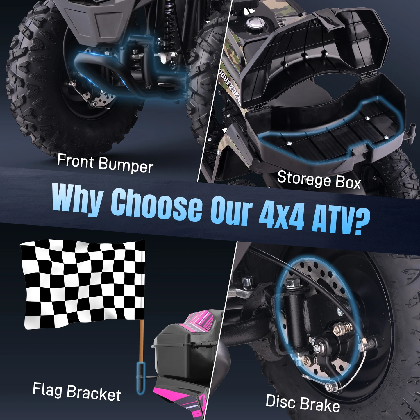 Aoemoe 40 cc Gas Off-Road Ride-On, 10-15.5 mph, Parent Speed Key, Pink