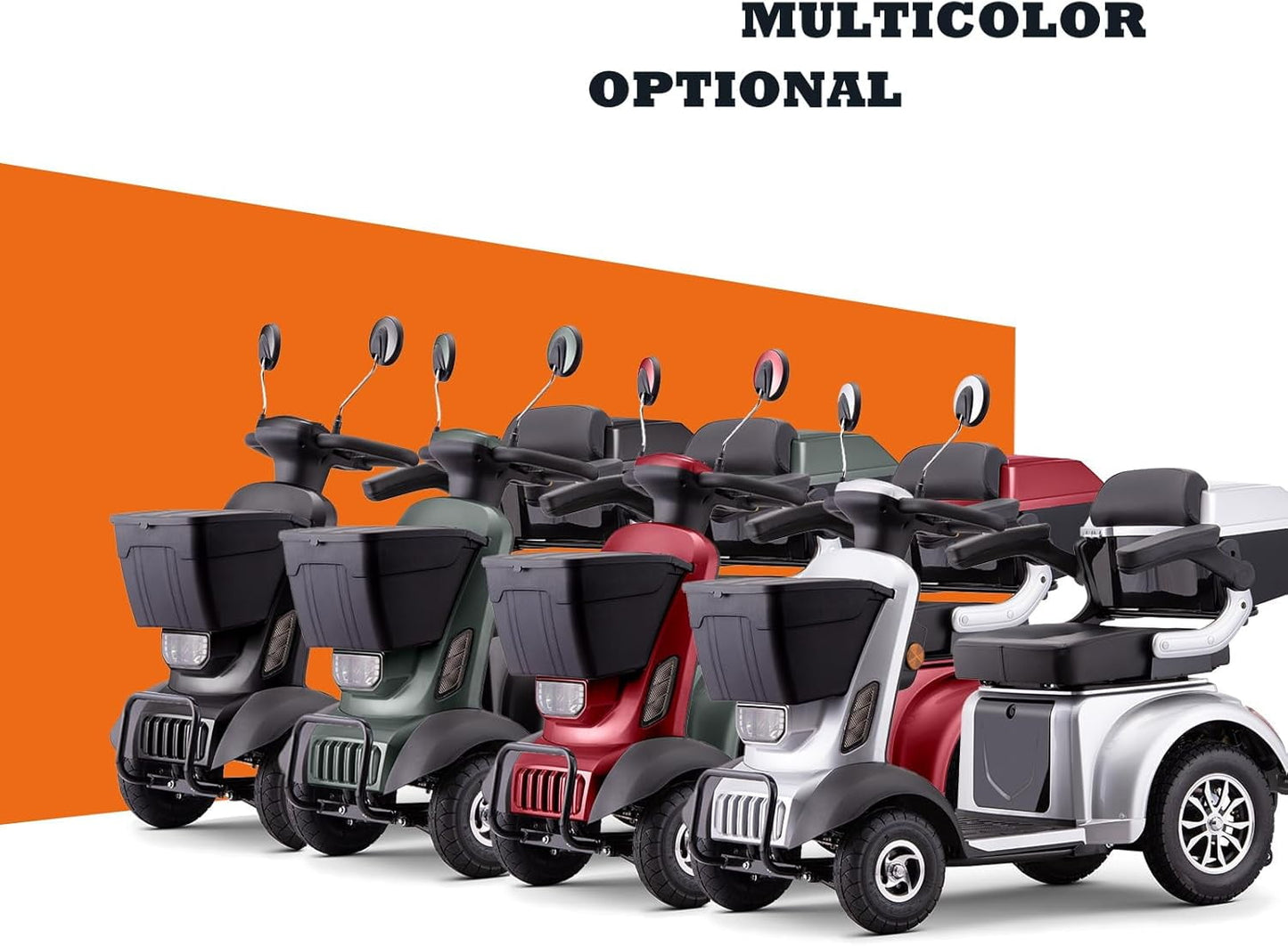 Arshin 4 Wheel Mobility Scooters for Seniors,500W Upgrade Electric Medical Scooter,Heavy Duty 400lbs Capacity for Travel,Adults,Elderly,No Assembly Required(Orange)