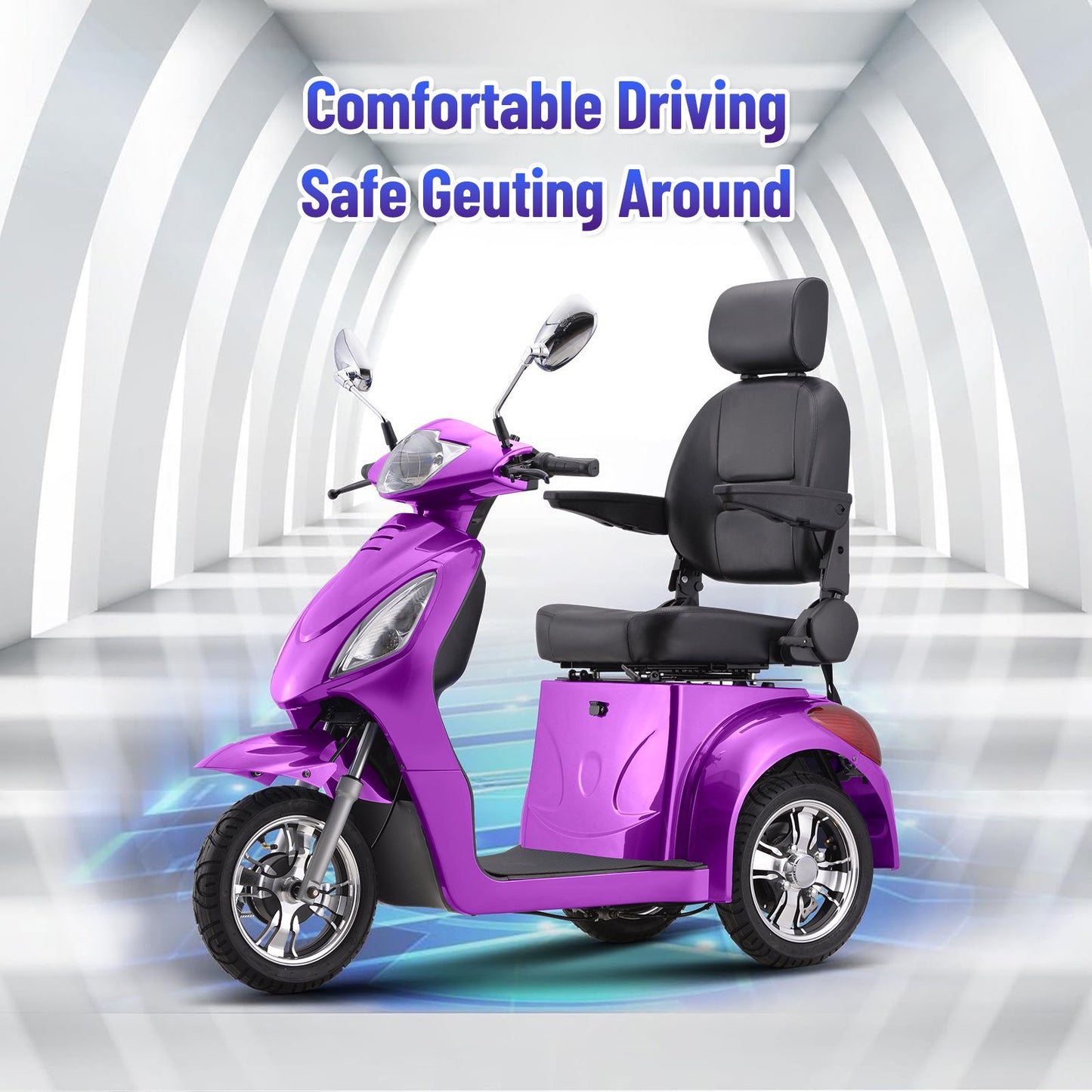 SKRT Electric Large 3 Wheel Mobility Scooters, Heavy Duty Wheelchair Device, 400 LBS Capacity for Seniors & Adults, Speed Adjust, Remote Key, Assembled In US, Receive Ready to Ride