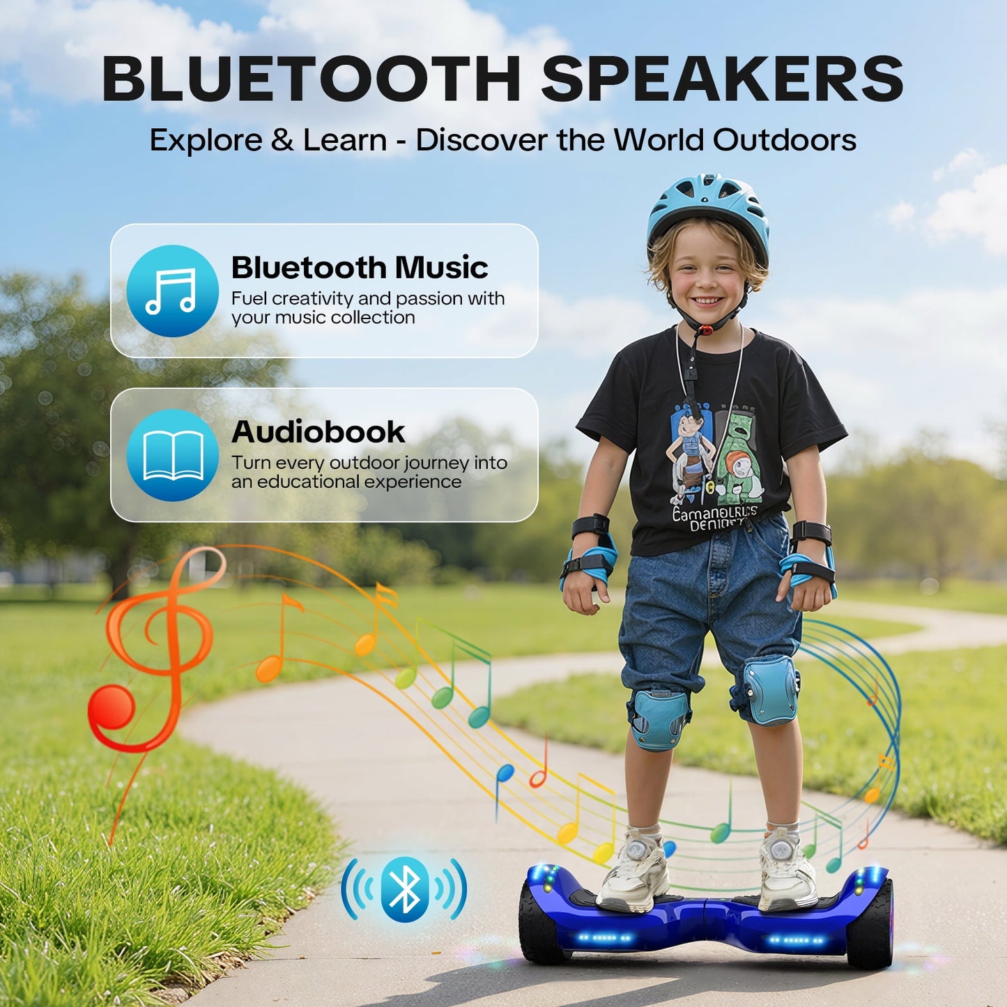 Off Road Hoverboards with Bluetooth, Tcdjtc Self Balancing Scooter with LED Lights, 6.5" Tires
