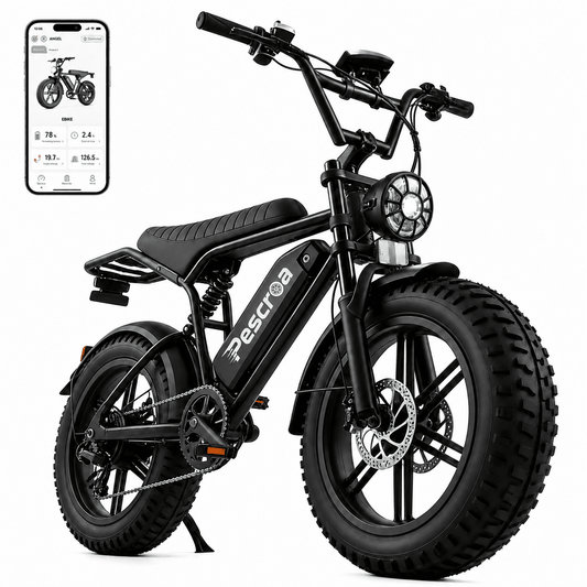 750W Motor Ebike for Adults, Pescroa Electric Bike for Adults, APP Control, 48V 15Ah Removable Battery Electric Dirt Bike with 500LBS Max Weight, Adult Electric Bicycles with 65Miles Range