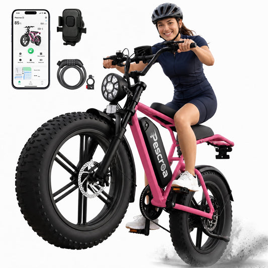 750W Peak Motor Ebike for Adults, Pescroa Electric Bike for Adults, APP Control, 48V 15Ah Removable Battery Electric Dirt Bike with 500LBS Max Weight, Adult Electric Bicycles with 65Miles Range
