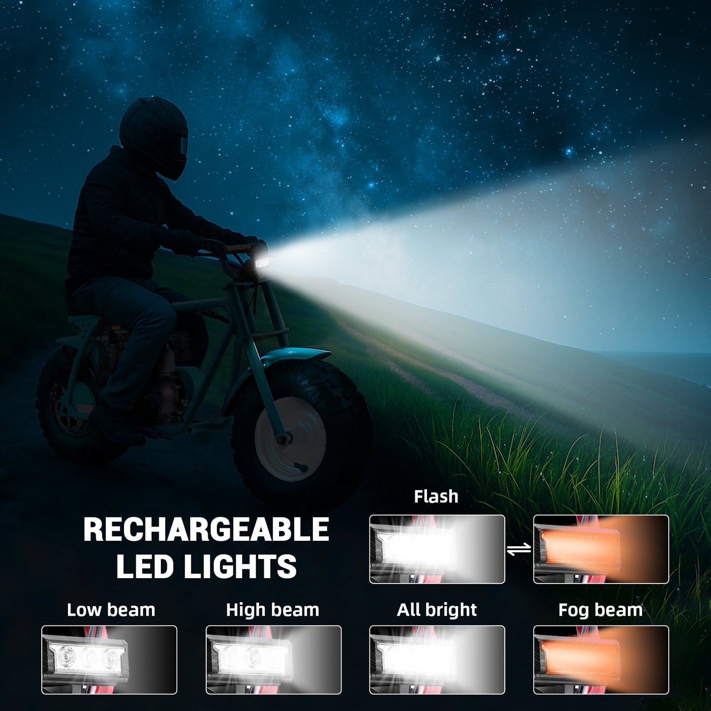 HOVERHEART Gas Mountain Bike, 105cc 4-Stroke Gas Powered Off Road Motorcycle (Model-MB0001) with Led Lights, Disc Brake, Max Load 200Lbs, Up to 30Kph, NO OIL MIX REQUIRED