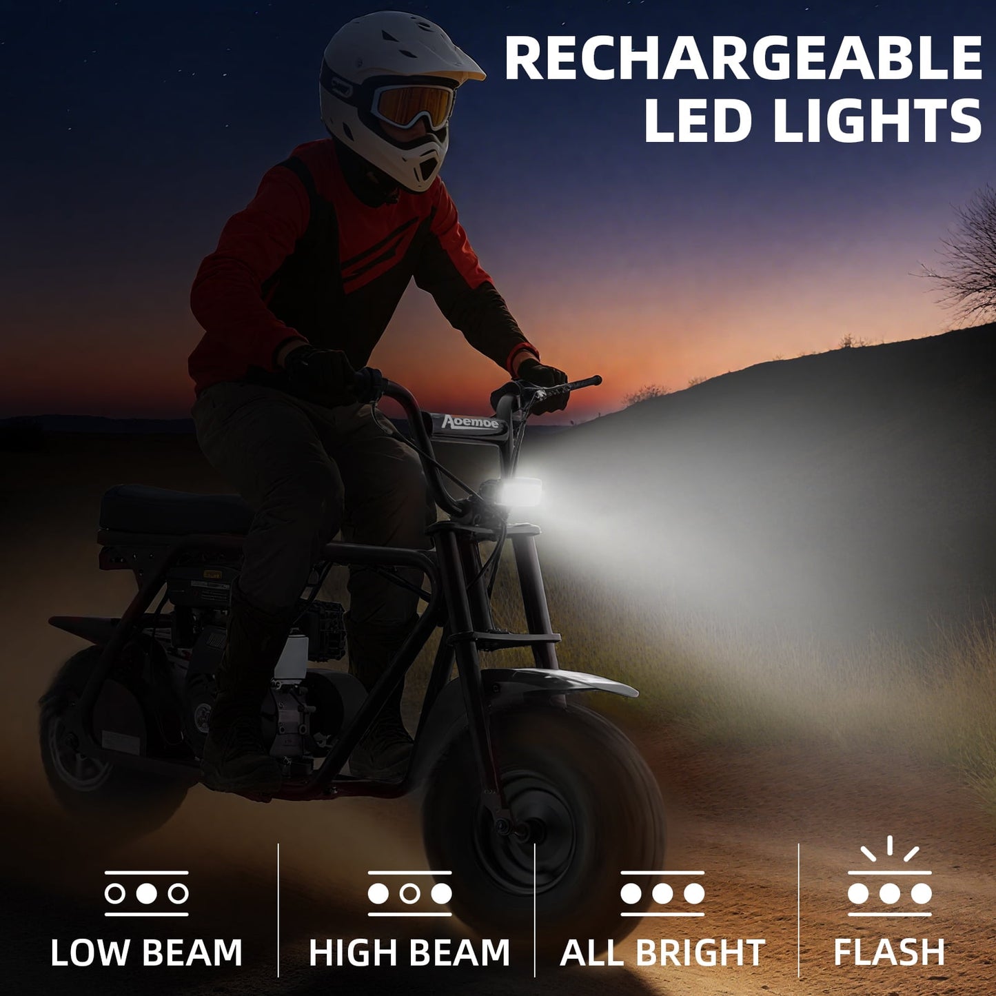MOSTA Mini Bike, Gas Dirt Bike, Minibike, Gas Powered Mini Bikes for Adults, 99cc-4 Stroke Pit Bikes with Led, Dirtbike Max Load 200 Lbs, Speed 34.5 KM/H, Perfect Gift