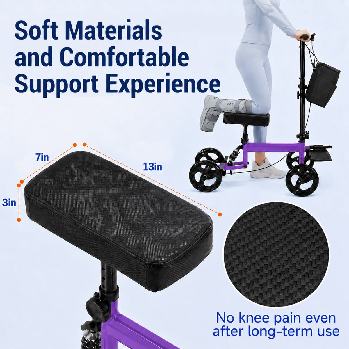 Ostrina Knee Scooter,All Terrain Foldable Knee Scooter Walker,Disc Brake Knee Walker for Foot Injuries,Compact Crutches Alternative