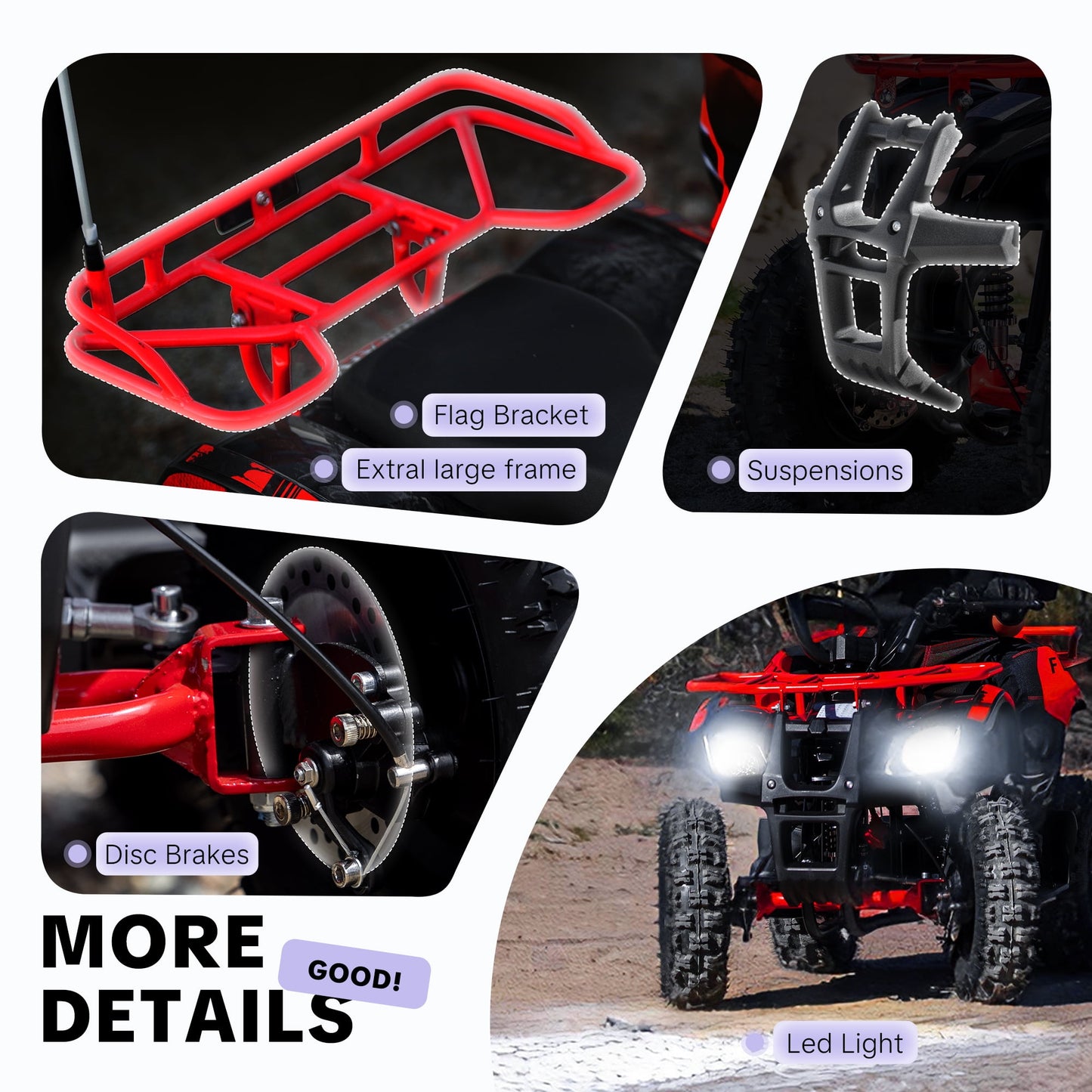 HOVER HEART Electric Dirt Quad, 36V 500W 4-Wheeler, Dual Suspensions, Age 13+