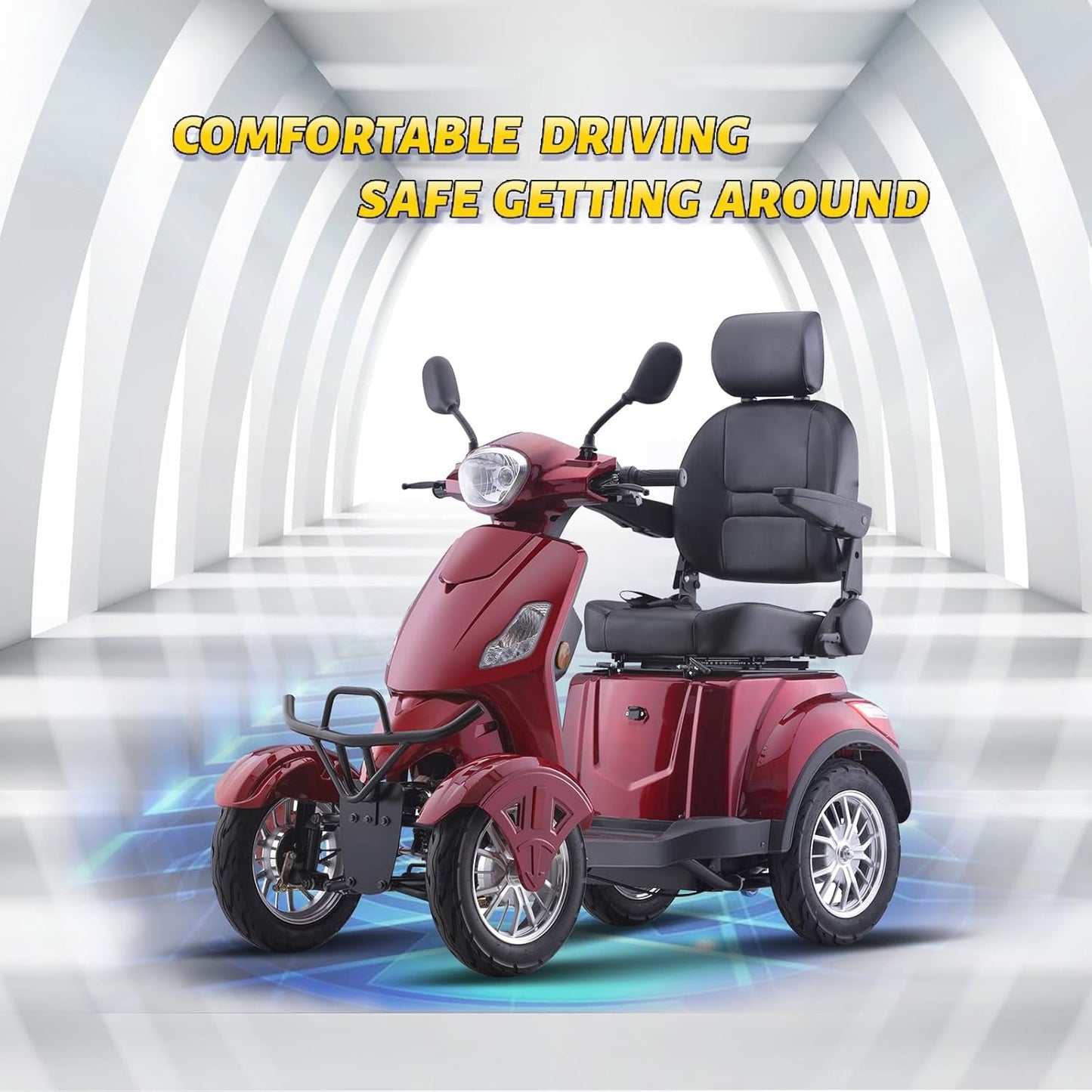 Arshin Mobility Scooters for Seniors & Adults,500lbs Capacity Heavy Duty Electric Mobility Scooters with 4 Wheels,800W Long Range Battery and Speed Adjust Medical Scooter(Red)