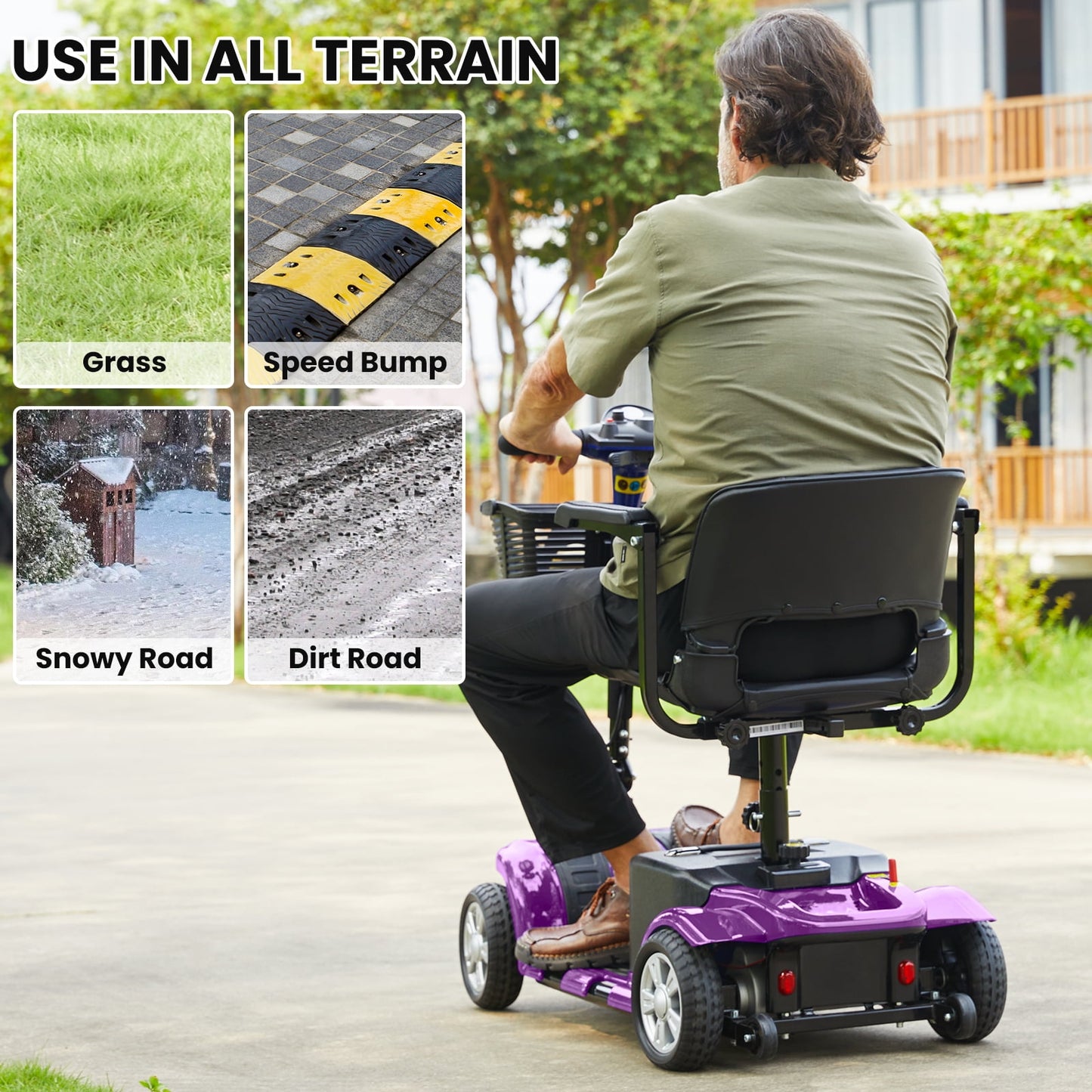 LiltJan Foldable Mobility Scooter for Adults Elderly– Mobility Scooter for Seniors 4-Wheel Portable Motorized Scooter with 300 lbs Capacity with 15 Miles Range