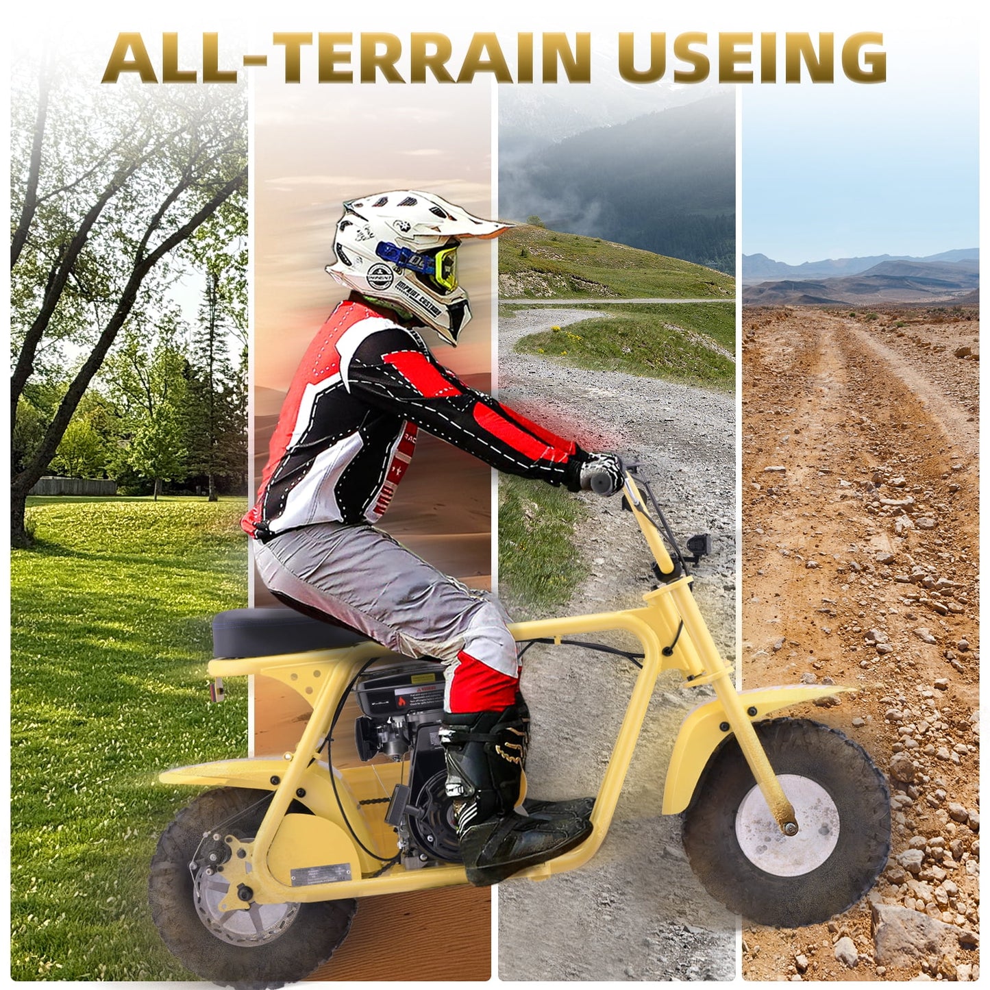 Aoemoe 4-Stroke 99cc Mini Dirt Bike, Yellow