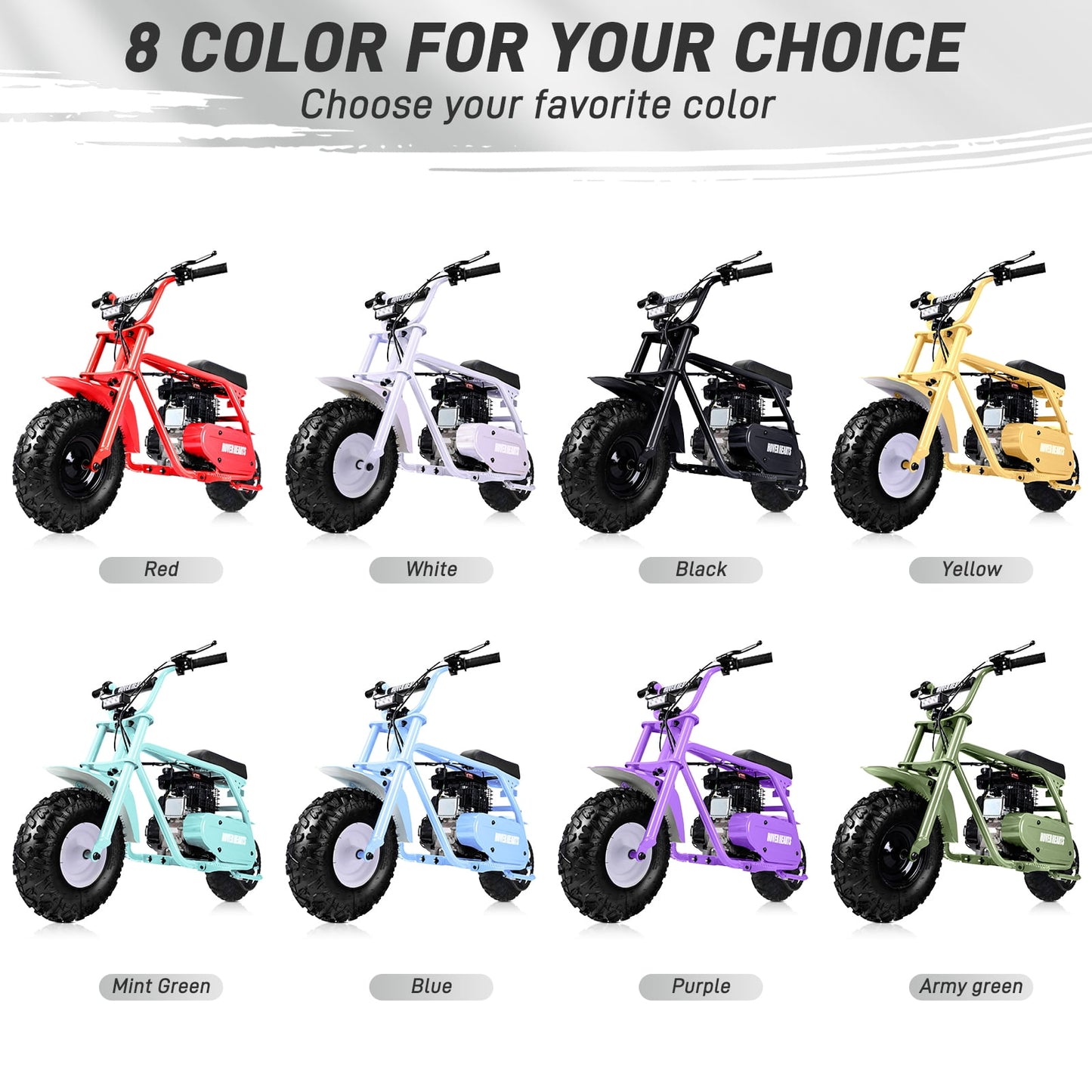 Aoemoe 99CC MB001 Gasoline Mini Dirt Bike,4-Stroke 18MPH Off Road Motorcycle, Weight Support Up to 165 LBS - White