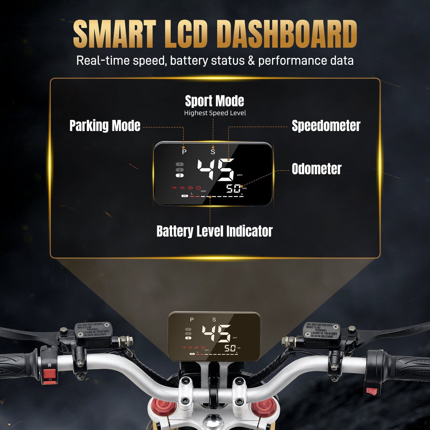 Teen Electric Dirt Bike 48V 3000W (Peak Power) – Trail-Ready Power, 25 mi Range, Gold