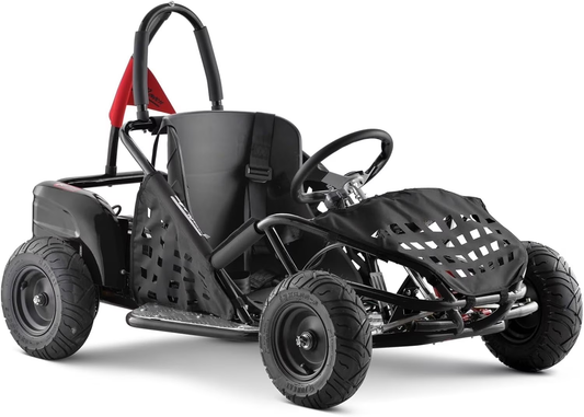QEASET Electric Go Kart, 48V Powered Ride On Car with Steel Tubular Frame, Seat Belt, 13 inch All-Terrain Tires for Teens(BLACK)