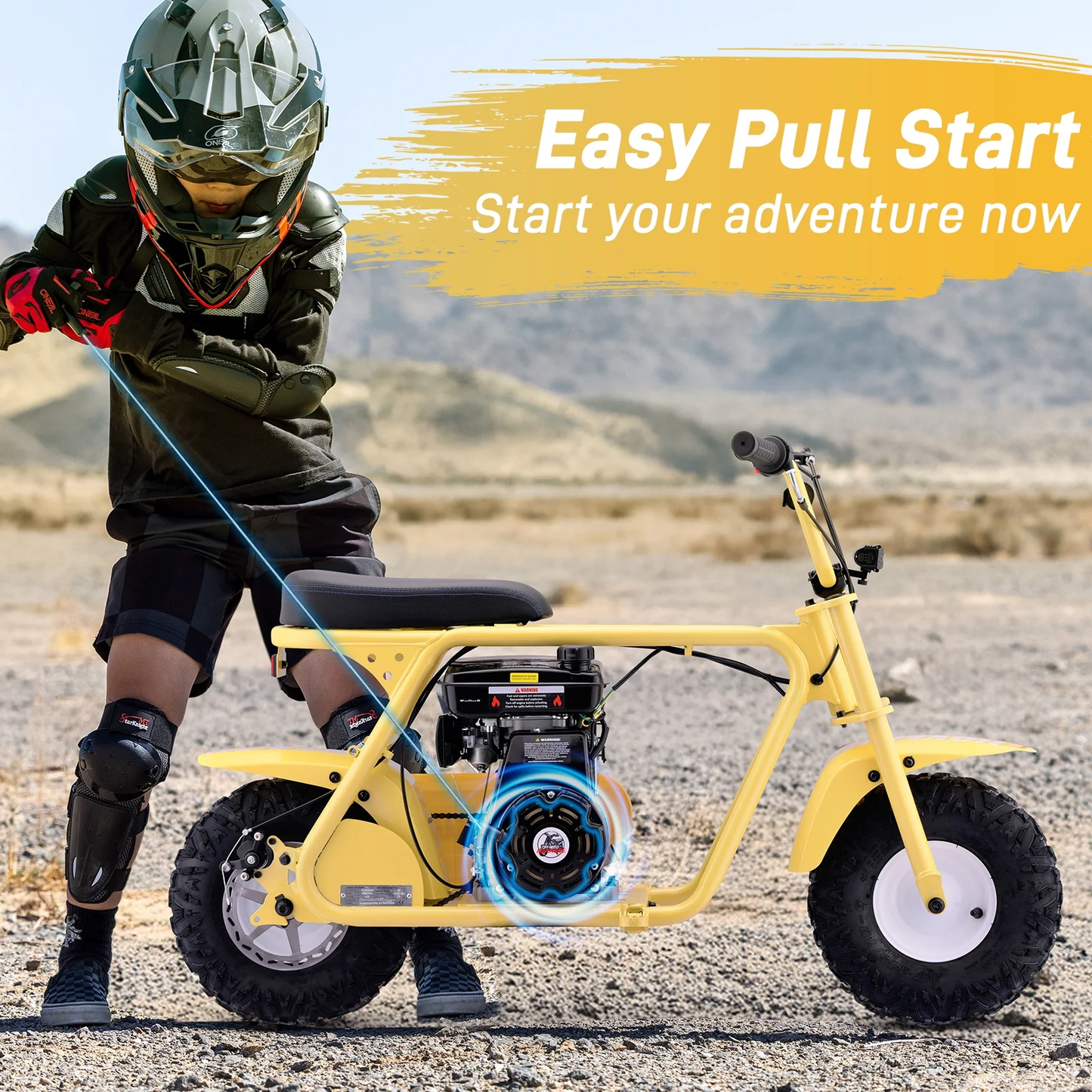 Aoemoe 99CC MB001 Gasoline Mini Dirt Bike,4-Stroke 18MPH Off Road Motorcycle, Weight Support Up to 165 LBS - Yellow