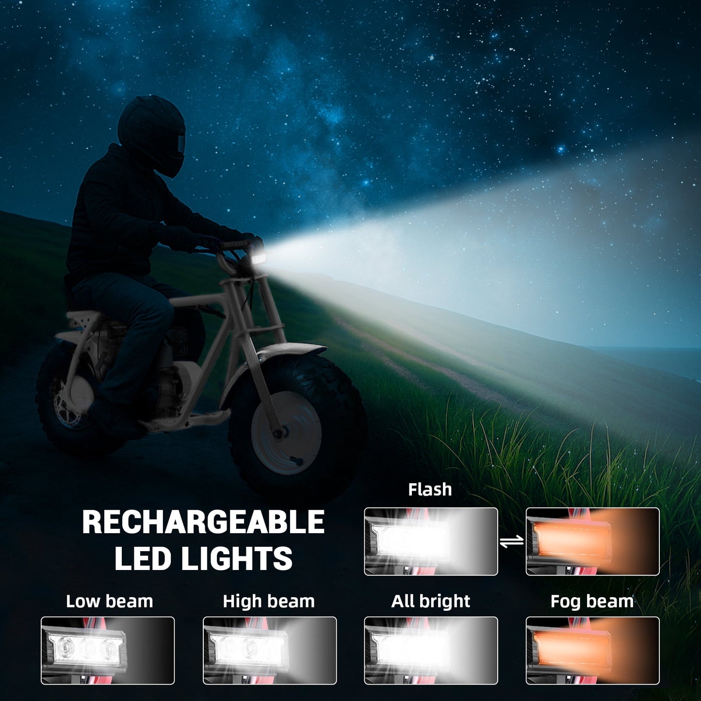 HOVERHEART Gas Mountain Bike, 105cc 4-Stroke Gas Powered Off Road Motorcycle (Model-MB0001) with Led Lights, Disc Brake, Max Load 200Lbs, Up to 30Kph, NO OIL MIX REQUIRED