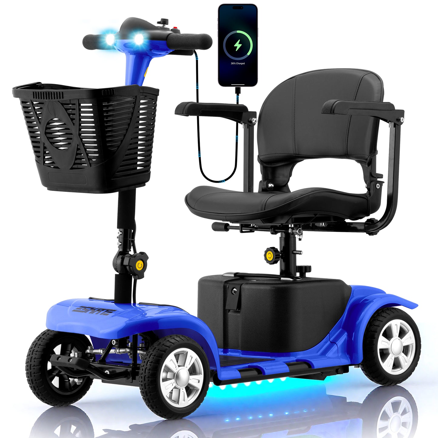Scooter for Adults, Senior, skmc 4 Wheels Electric Powered Chargeable Device Lightweight and Portable Charger Included