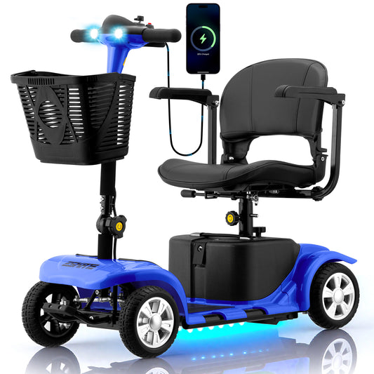 Scooter for Adults, Senior, skmc 4 Wheels Electric Powered Chargeable Device Lightweight and Portable Charger Included