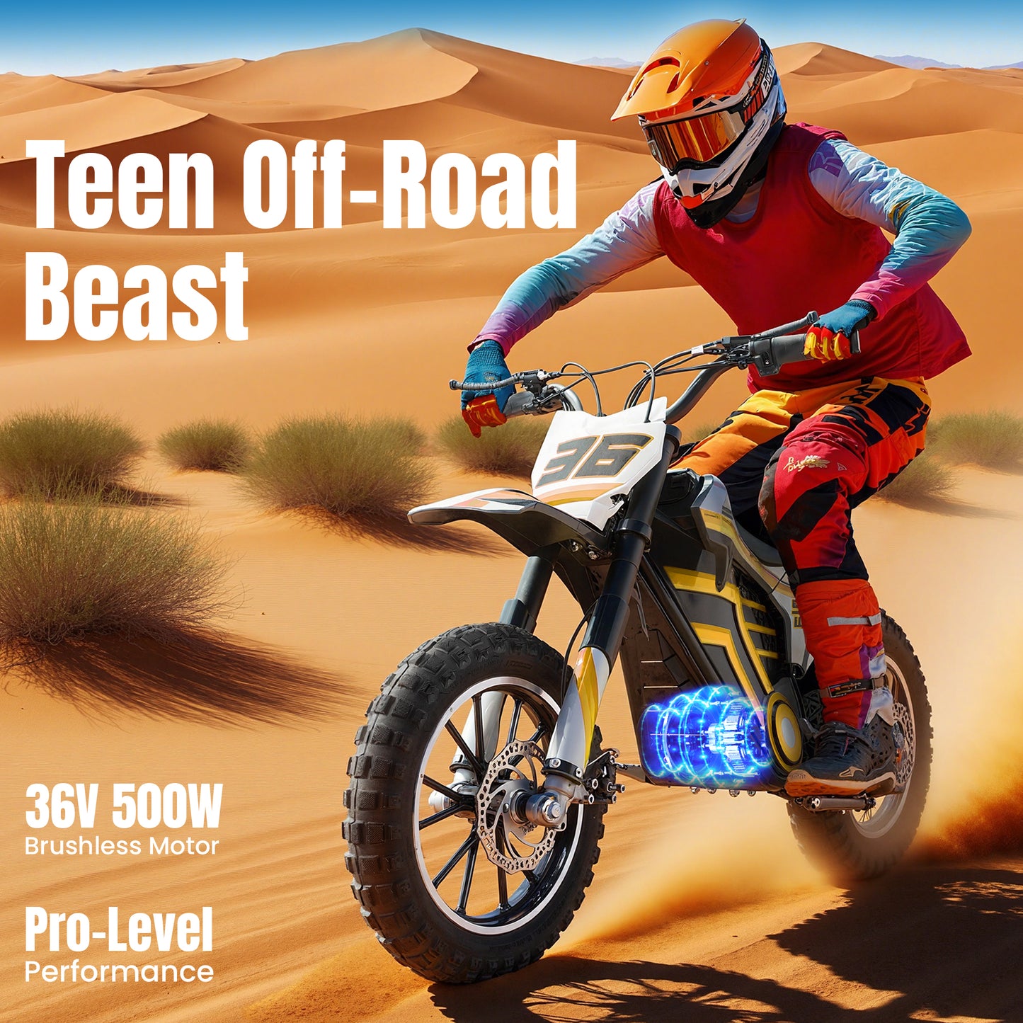 MOSTA Electric Dirt Bike for Teens Adults, 500W Electric-Motorcycle Mountain Off-Road EBike